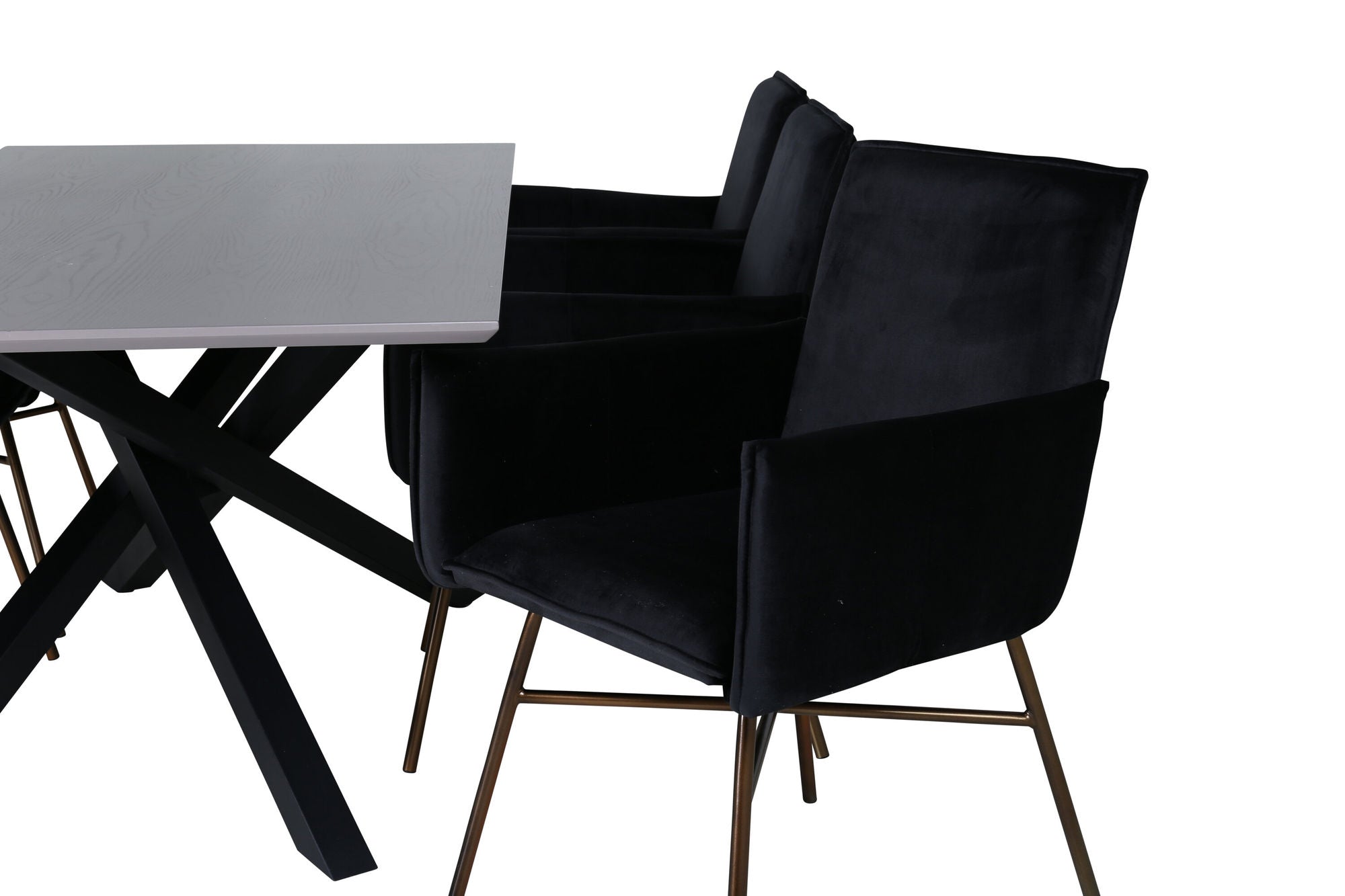 Venture Home Piazza spisebord , Black Grey Veneer+Petra stol , Distressed Copper Black Velvet_6