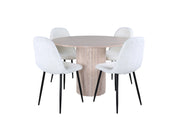 Venture Home Bianca rund spisebord , White Wash Black Veneer+Polar Fluff Spisebordsstol , Black Legs , White Teddy _4