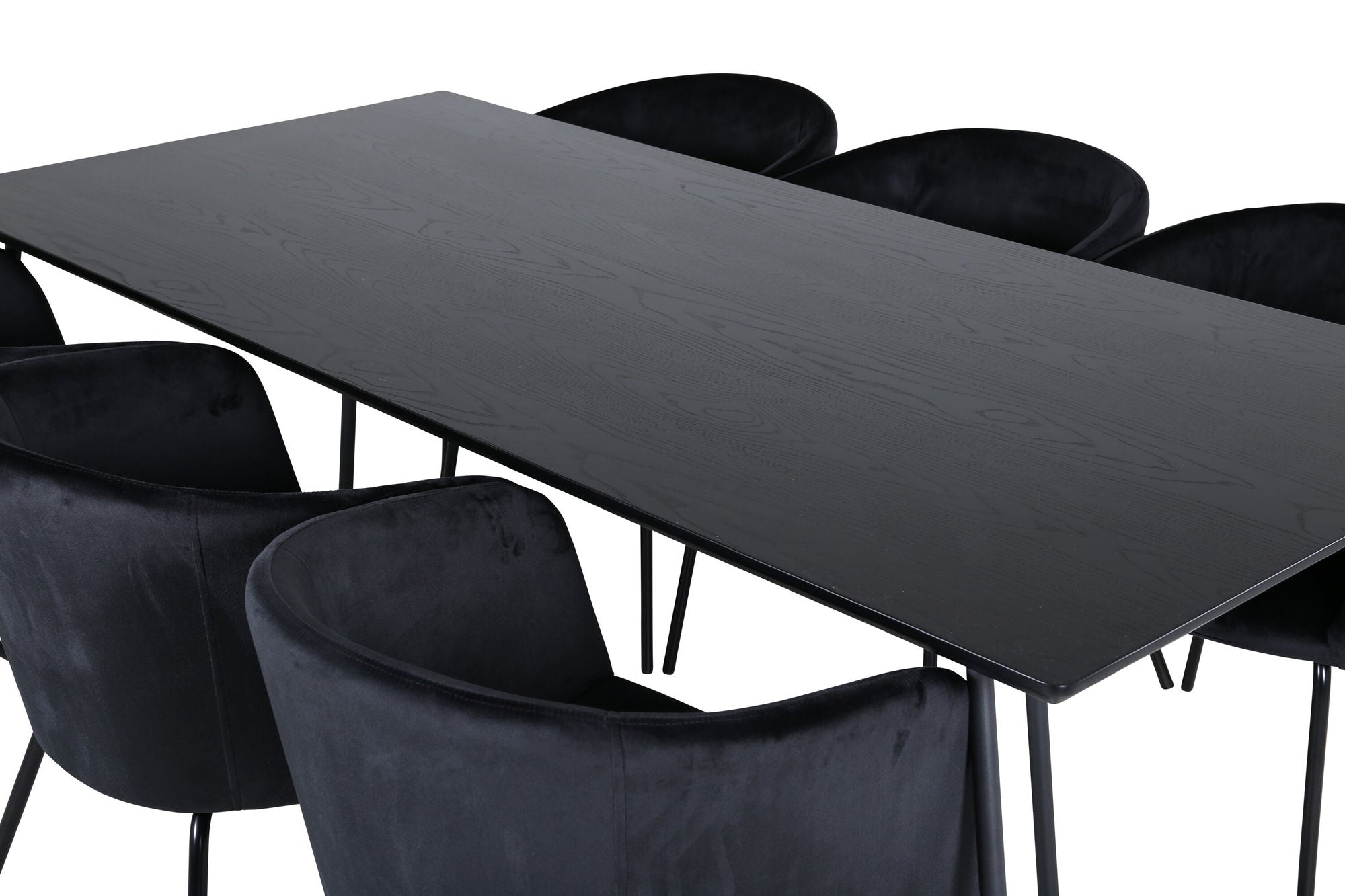 Venture Home Petra spisebord - Black / Black Veneer+Berit stol - Black / Black Velvet_6
