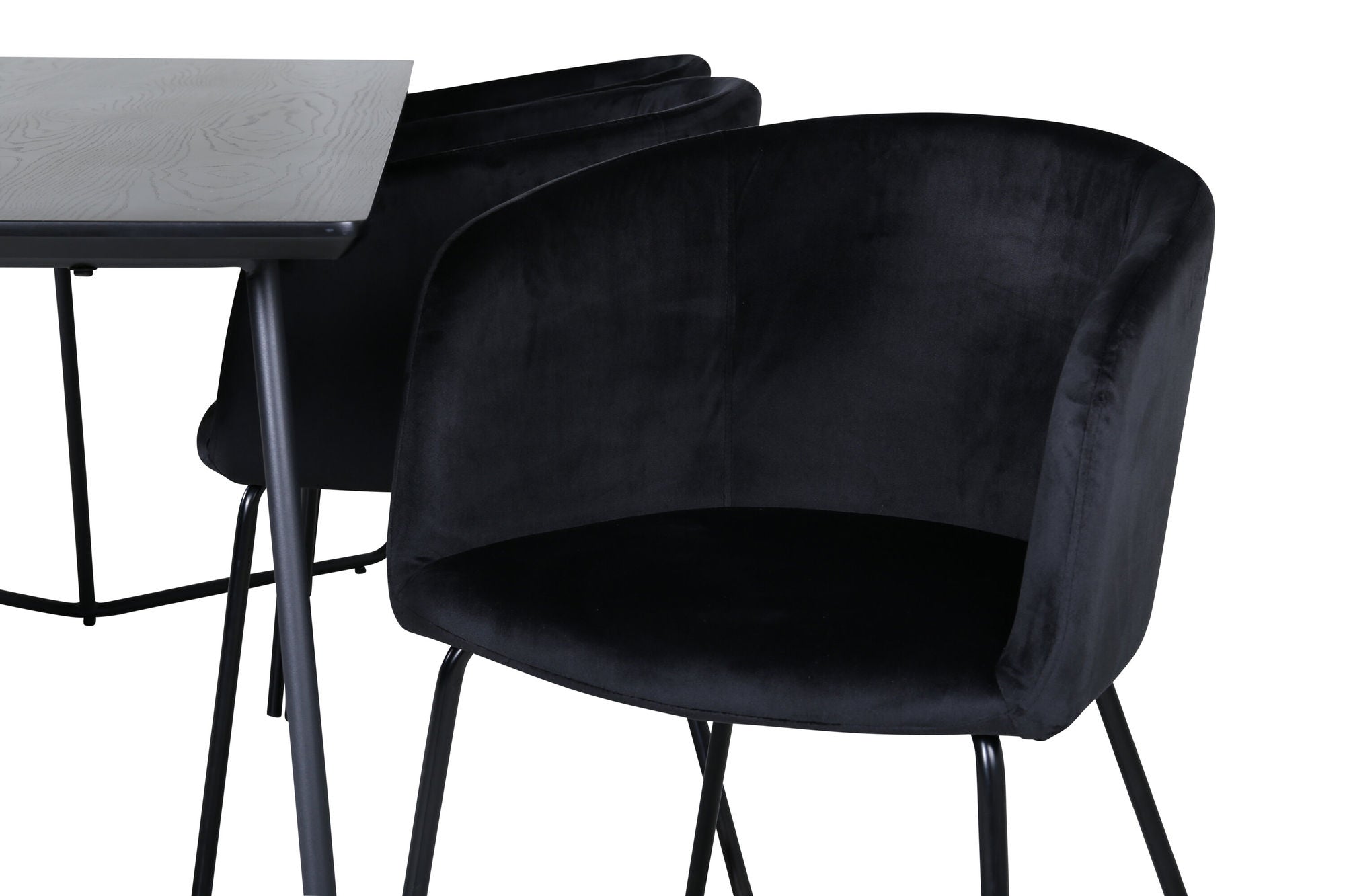 Venture Home Petra spisebord - Black / Black Veneer+Berit stol - Black / Black Velvet_6