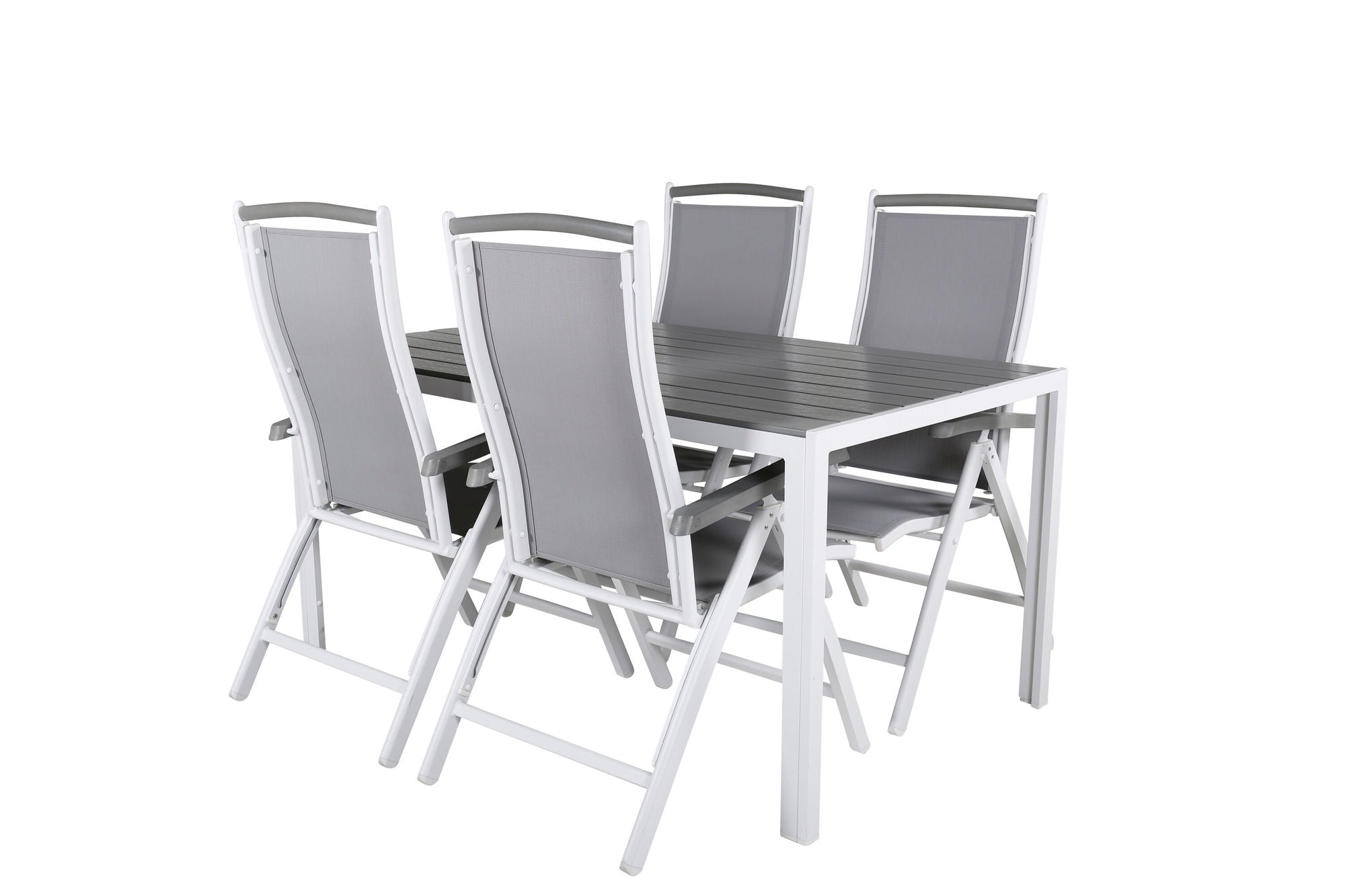 Venture Home Break spisebord - White Alu / Grey Aintwood - 150*90+Albany stol 5:pos - Whi