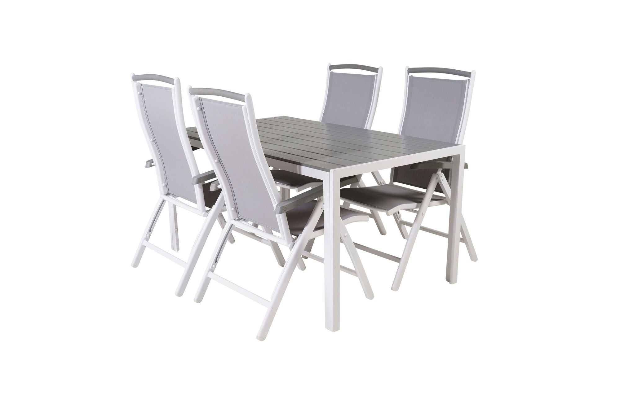 Venture Home Break spisebord - White Alu / Grey Aintwood - 150*90+Albany stol 5:pos - Whi