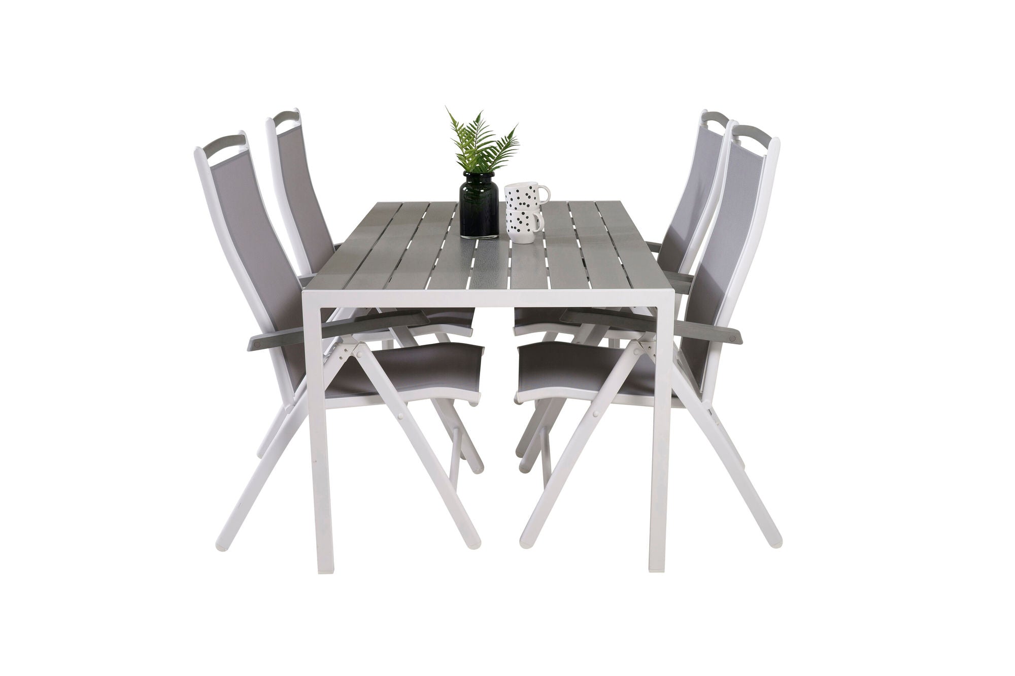 Venture Home Break spisebord - White Alu / Grey Aintwood - 150*90+Albany stol 5:pos - Whi