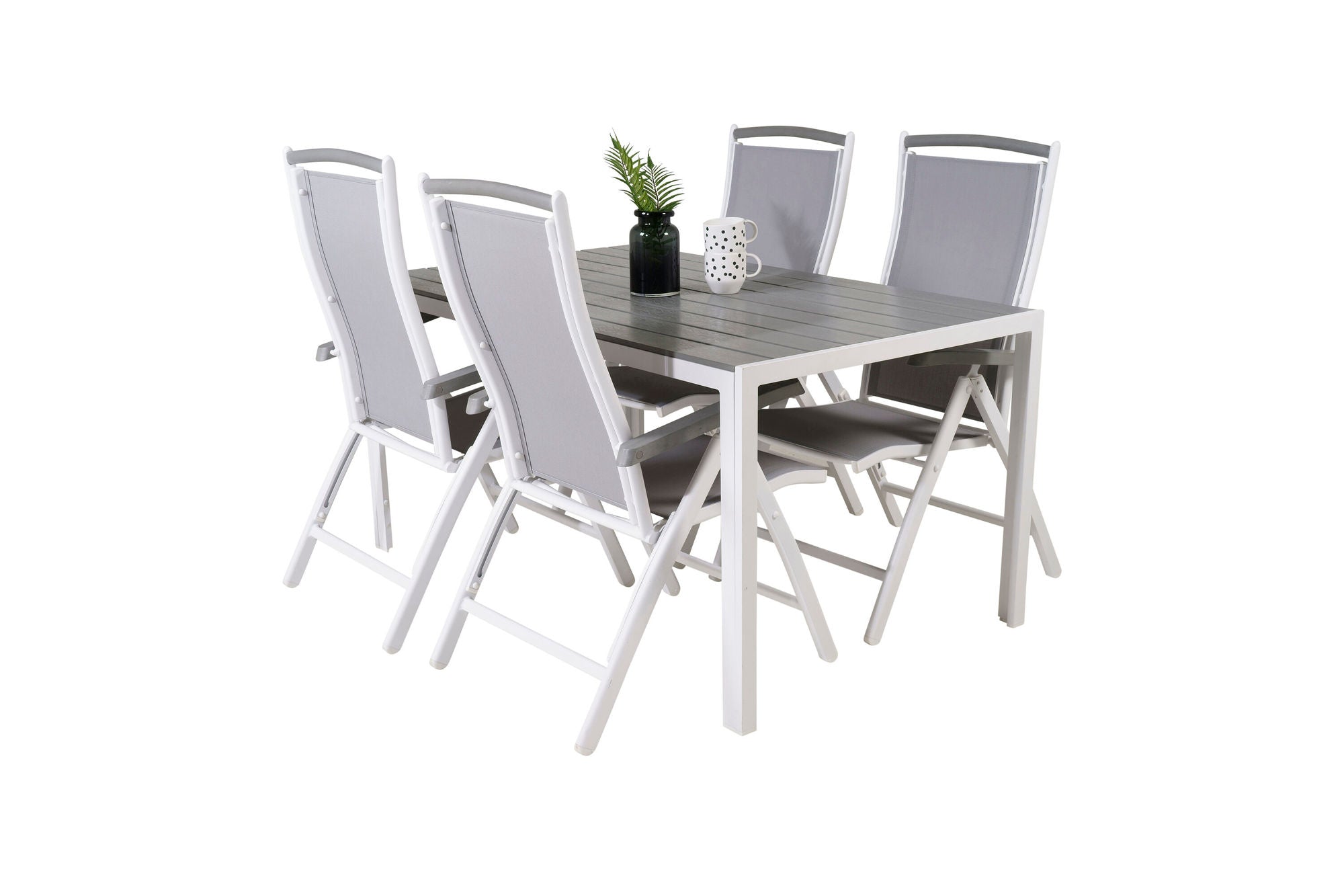 Venture Home Break spisebord - White Alu / Grey Aintwood - 150*90+Albany stol 5:pos - Whi