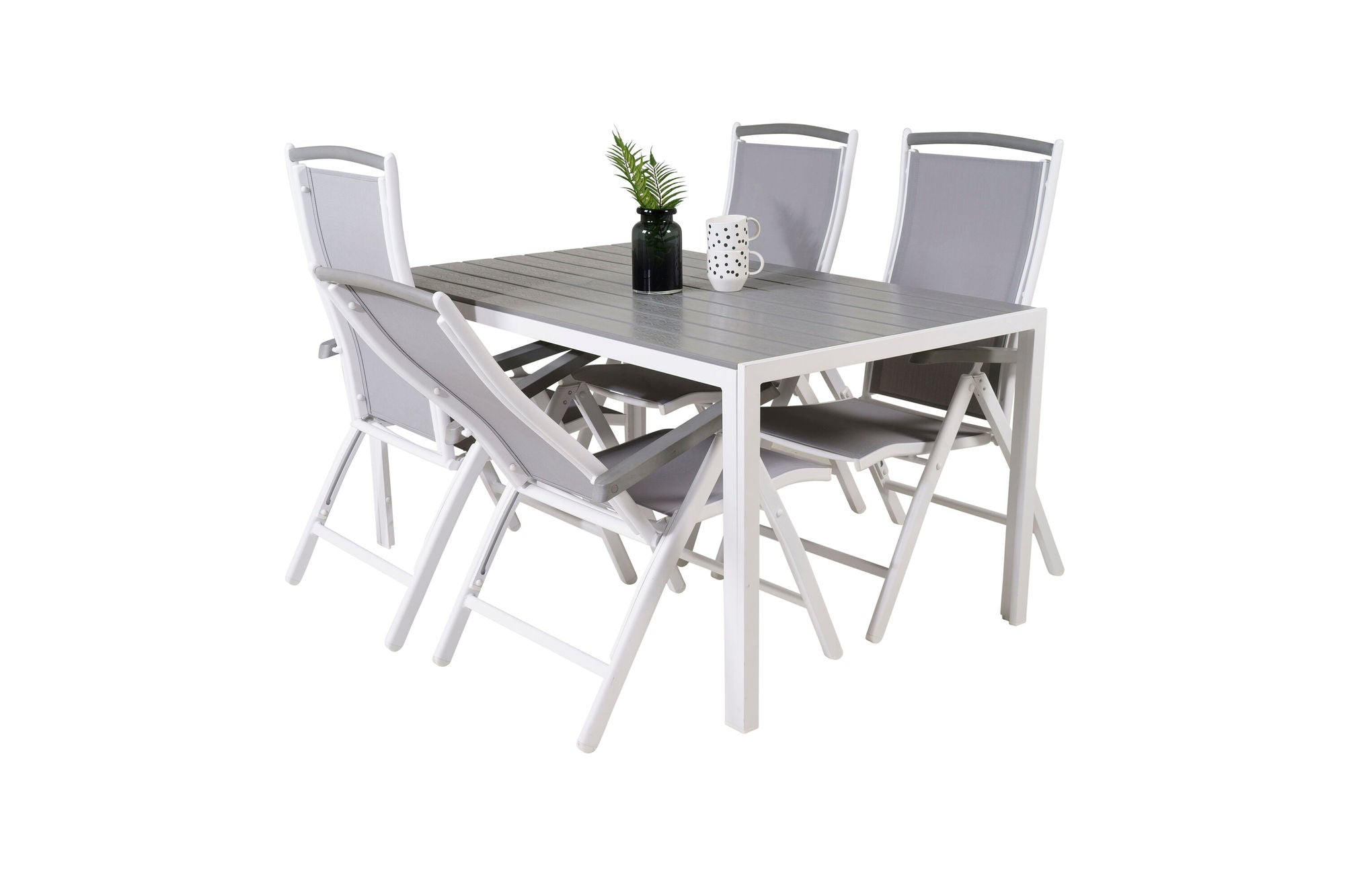 Venture Home Break spisebord - White Alu / Grey Aintwood - 150*90+Albany stol 5:pos - Whi