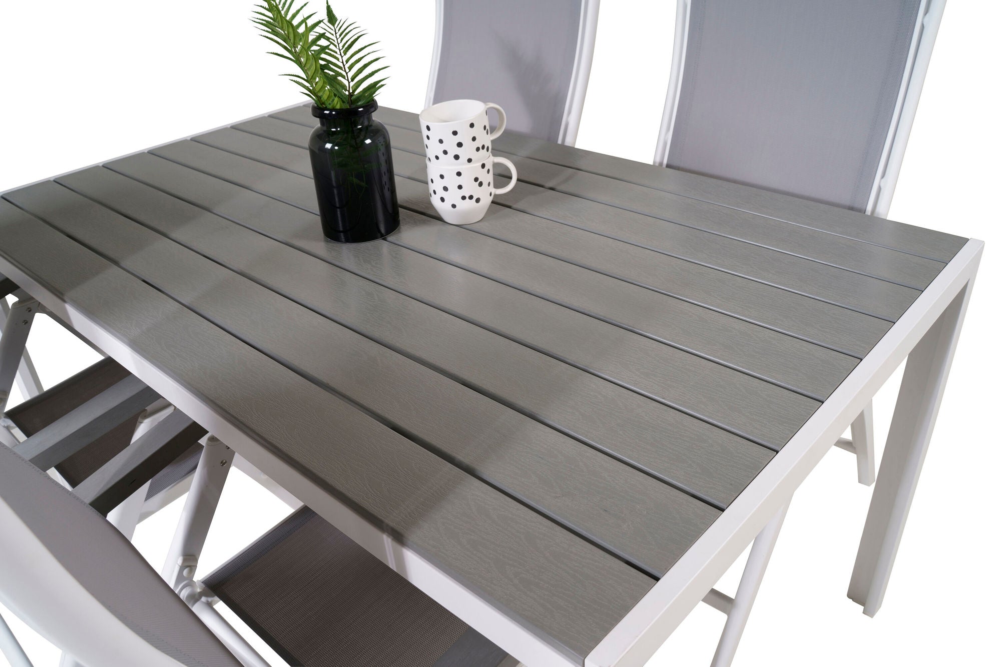 Venture Home Break spisebord - White Alu / Grey Aintwood - 150*90+Albany stol 5:pos - Whi