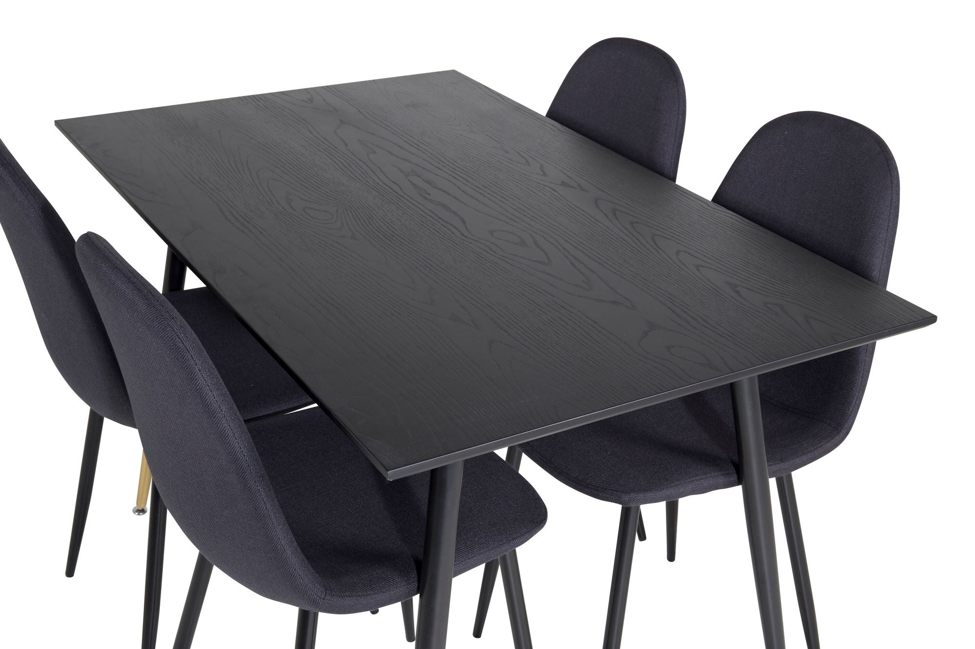 Venture Home Dipp spisebord - 120 cm - Black Veneer - Black Legs w. Brass dipp+Polar Spisebordsstol - Black Legs - Black Fabric_4