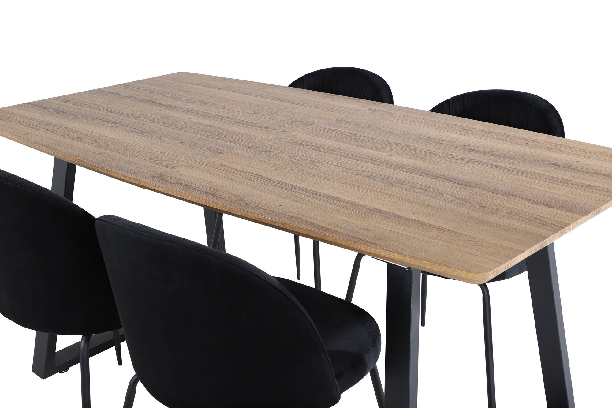 Venture Home Inca spisebord - 160/200*85*H75 - Oak / Black+Wrinkles Spisebordsstol - Black Legs - Black Velvet_4