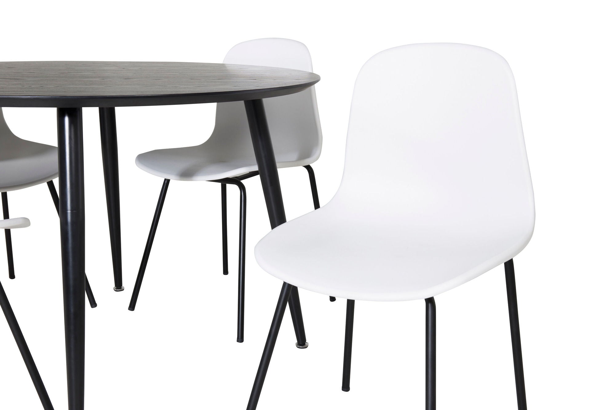 Venture Home Dipp spisebord - 115cm - Black Veneer / All black legs +Arctic Spisebordsstol - Black Legs - White Plastic_4