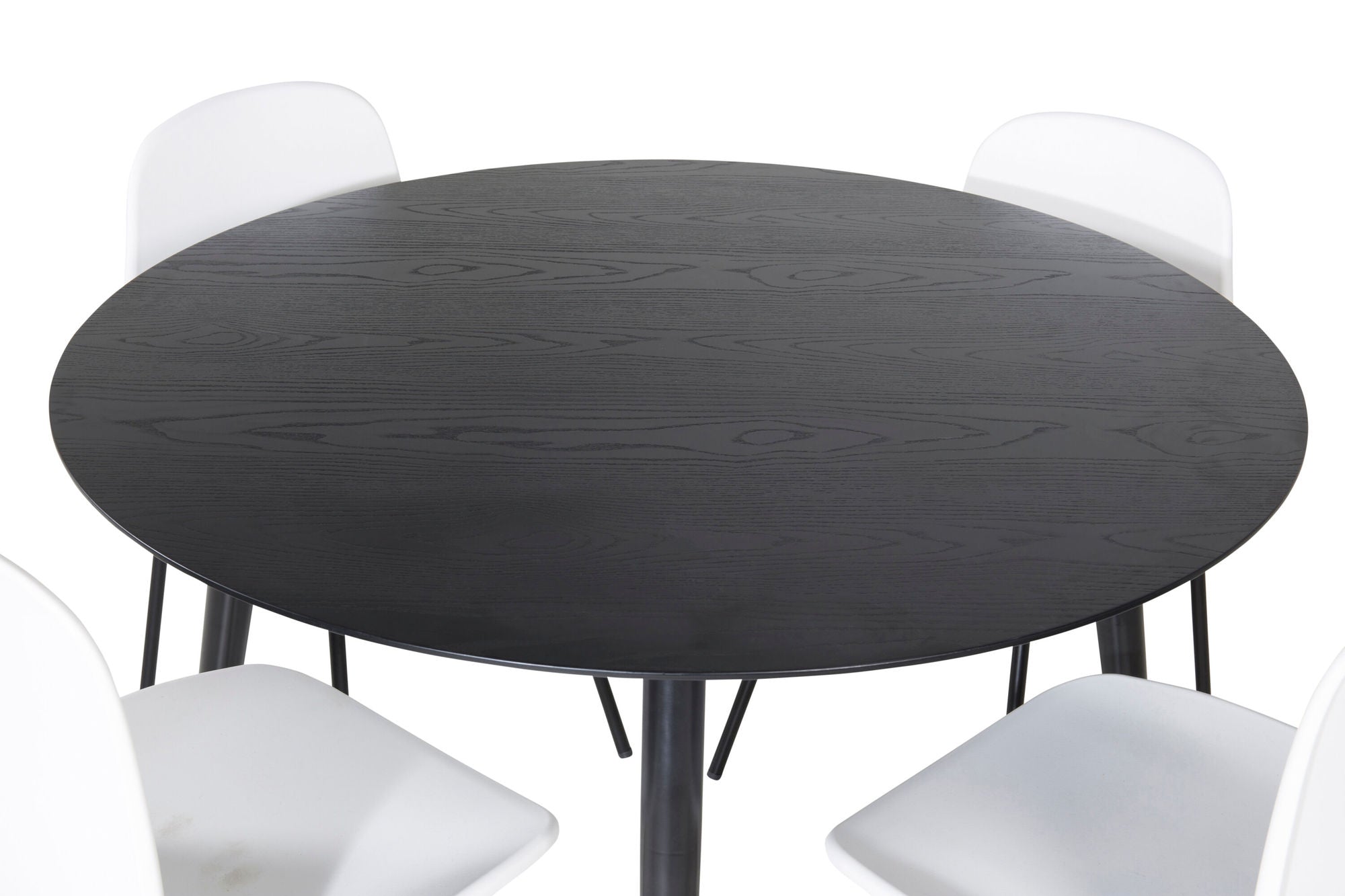 Venture Home Dipp spisebord - 115cm - Black Veneer / All black legs +Arctic Spisebordsstol - Black Legs - White Plastic_4