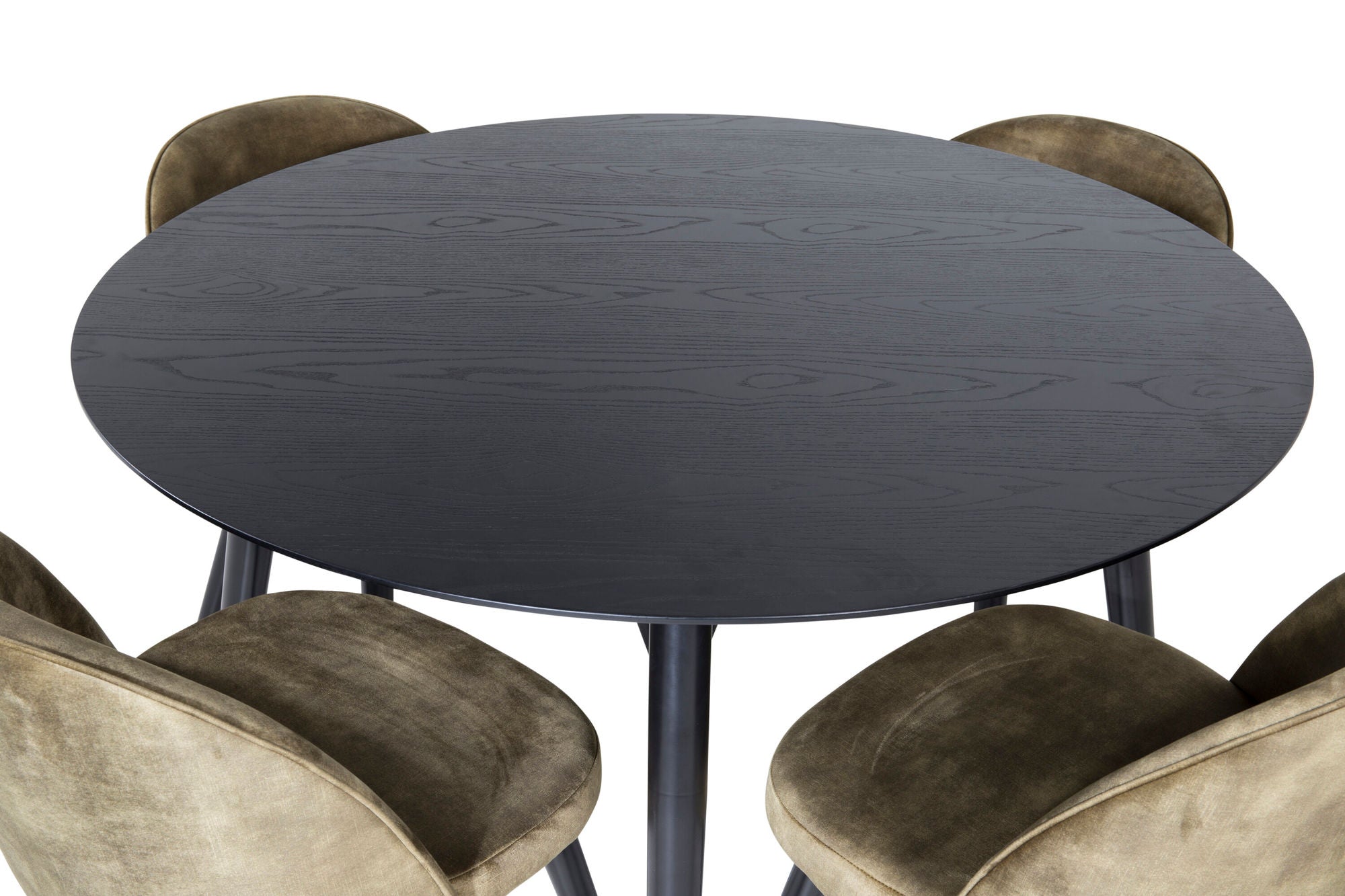 Venture Home Dipp spisebord - 115cm - Black Veneer / All black legs +Velvet Dining Chiar - Black legs - Dusty Green Velvet_4