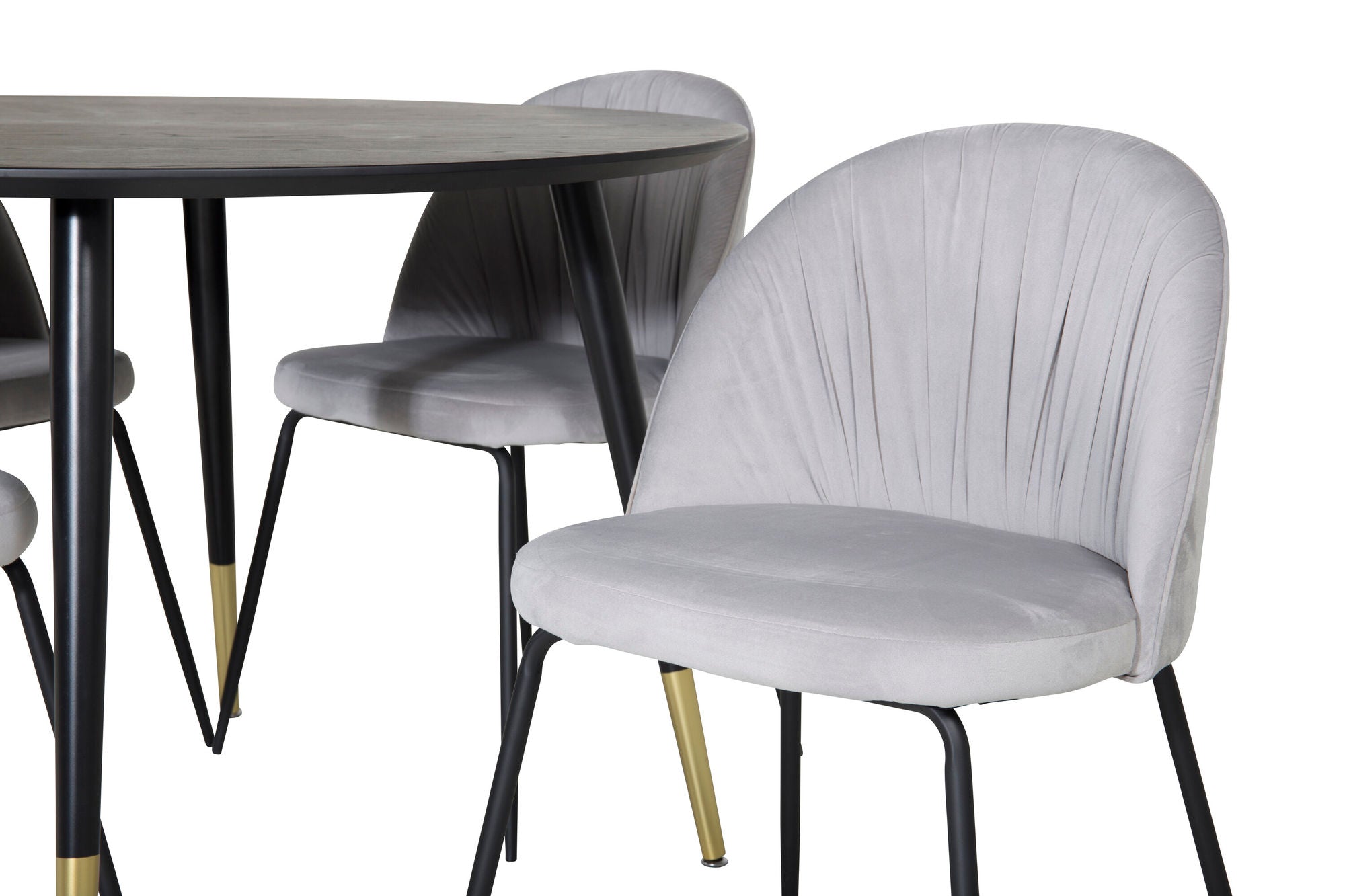 Venture Home Dipp spisebord - 115cm - Black / Black Brass+Wrinkles Spisebordsstol - Black Legs - Grey Velvet_4