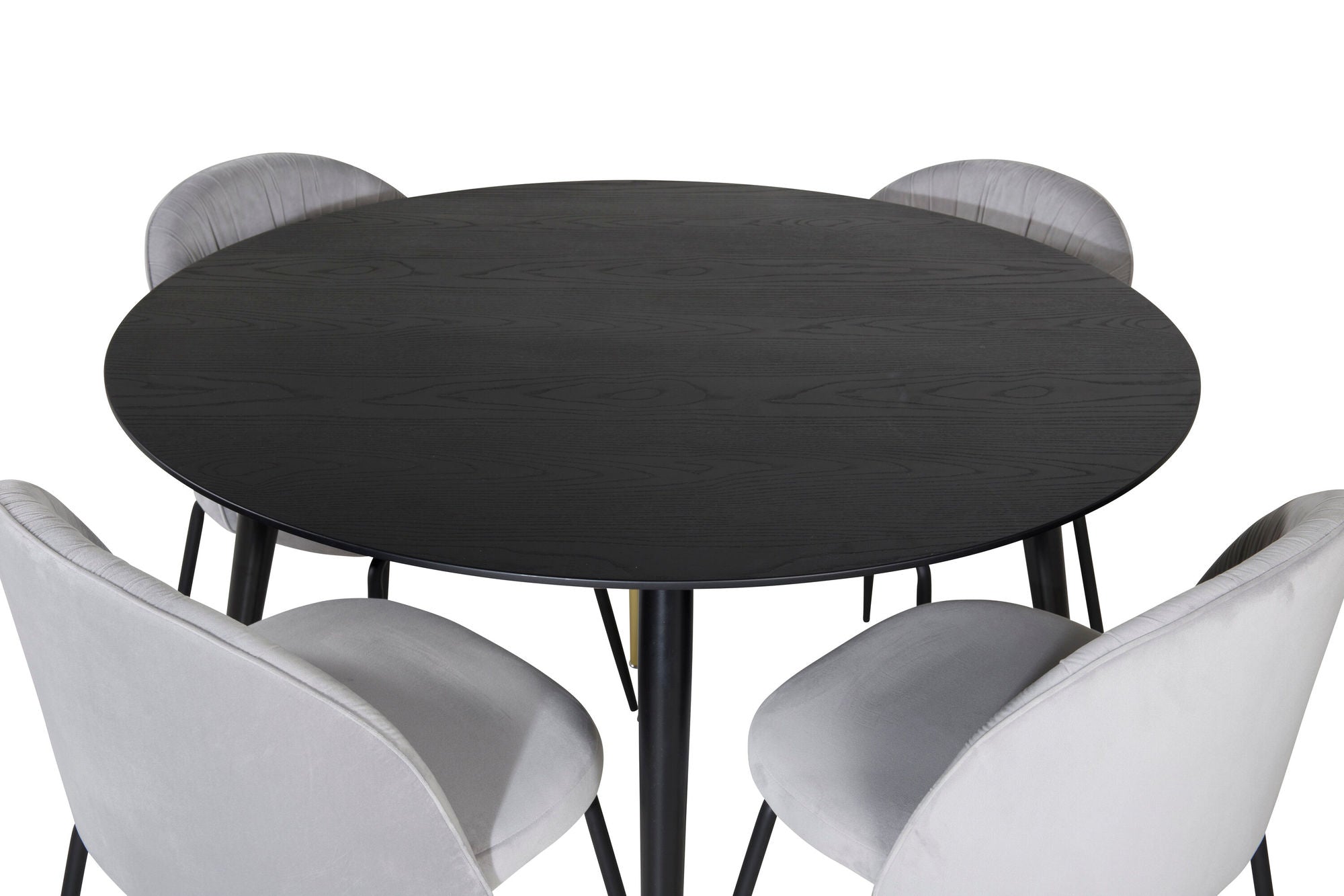 Venture Home Dipp spisebord - 115cm - Black / Black Brass+Wrinkles Spisebordsstol - Black Legs - Grey Velvet_4