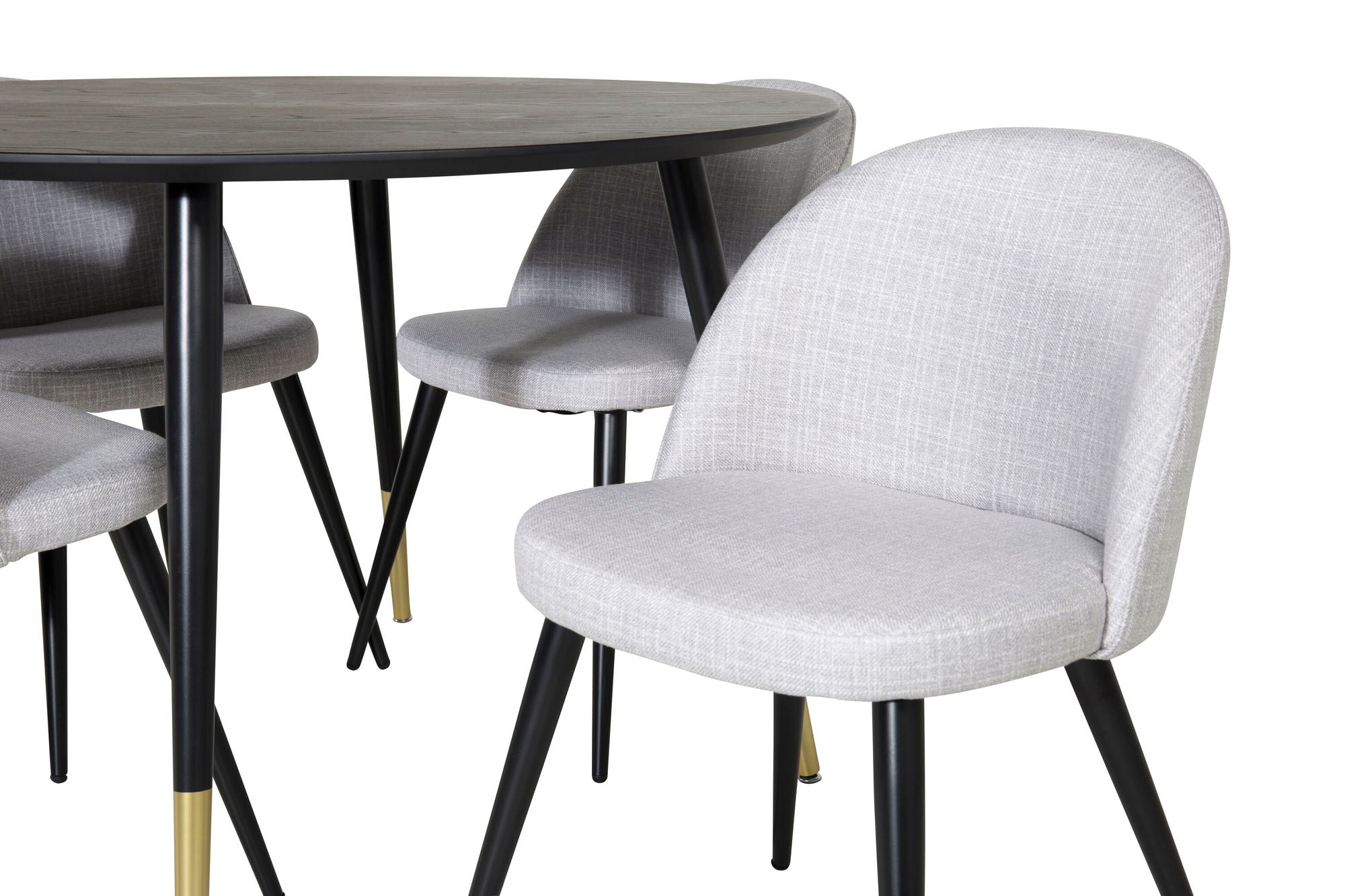 Venture Home Dipp spisebord - 115cm - Black / Black Brass+Velvet Dining Chiar - Black legs - Light GreyFabric_4