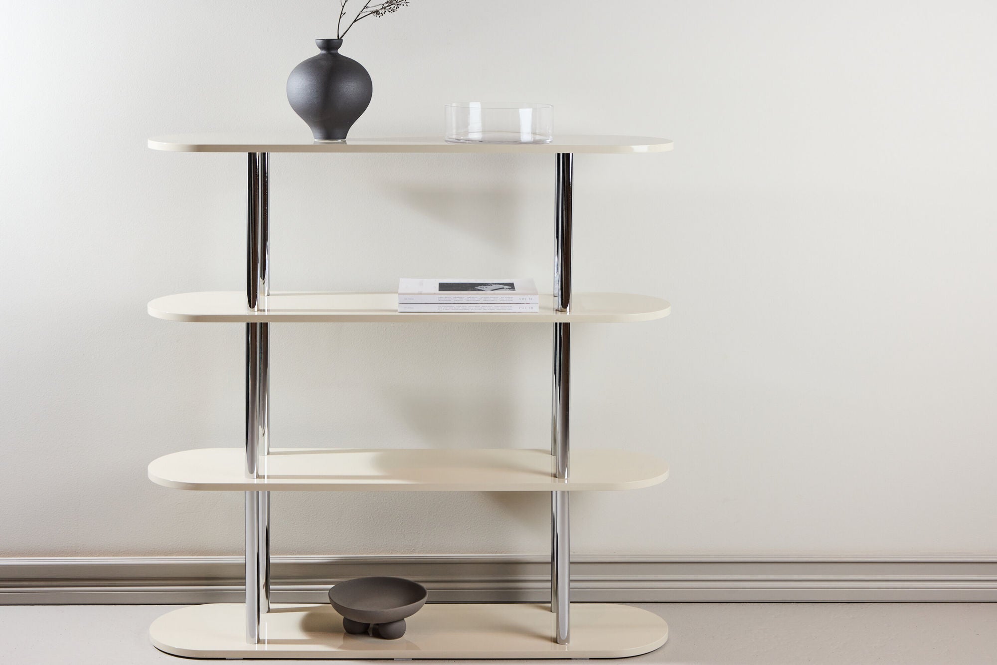 Venture Home Zino reol 120x30x116 cm - Silver Chrome / MDF Lacquer Painting