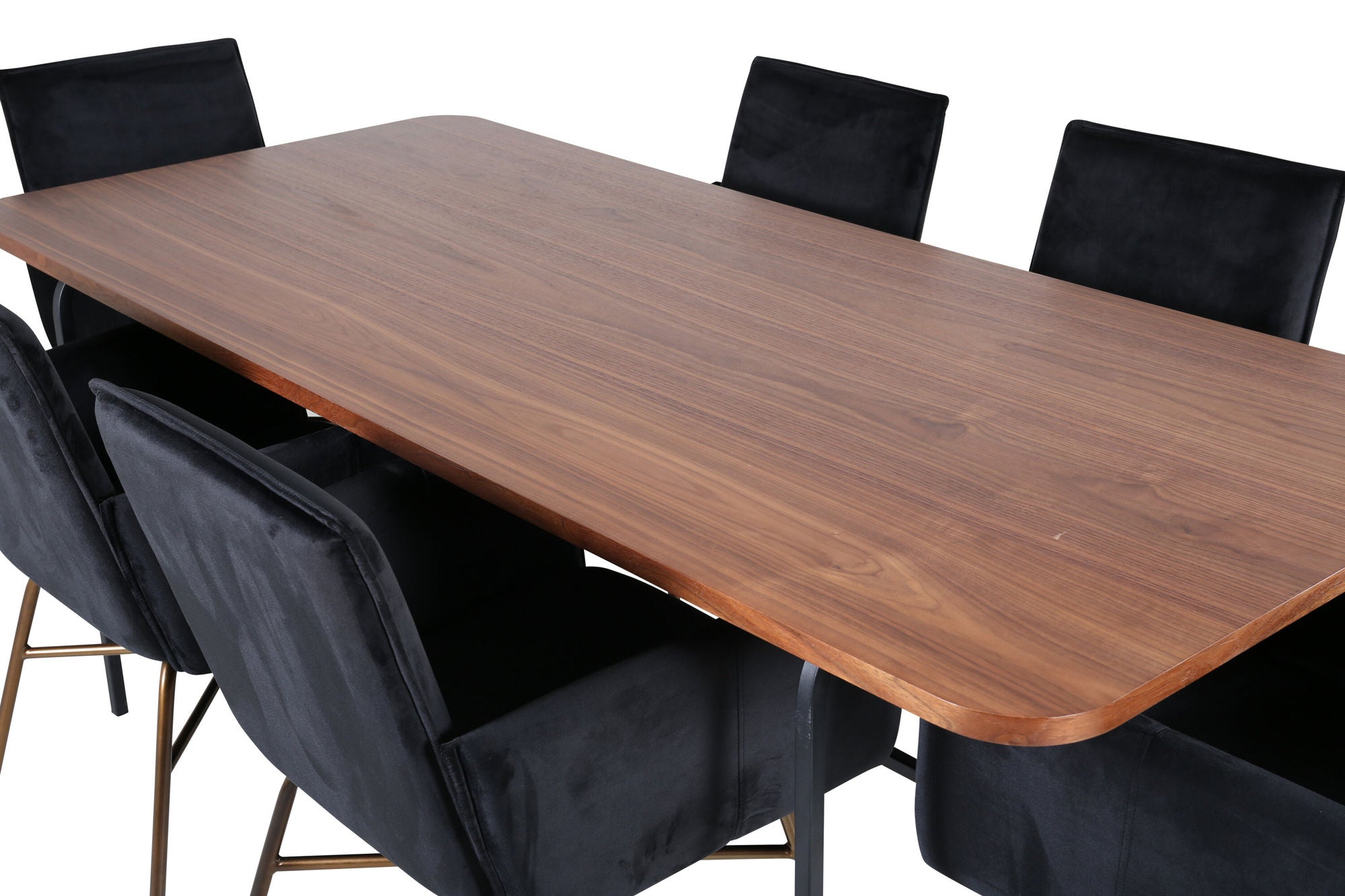 Venture Home Uno spisebord - Black / Walnut Veneer+Petra stol - Distressed Copper / Black Velvet_6