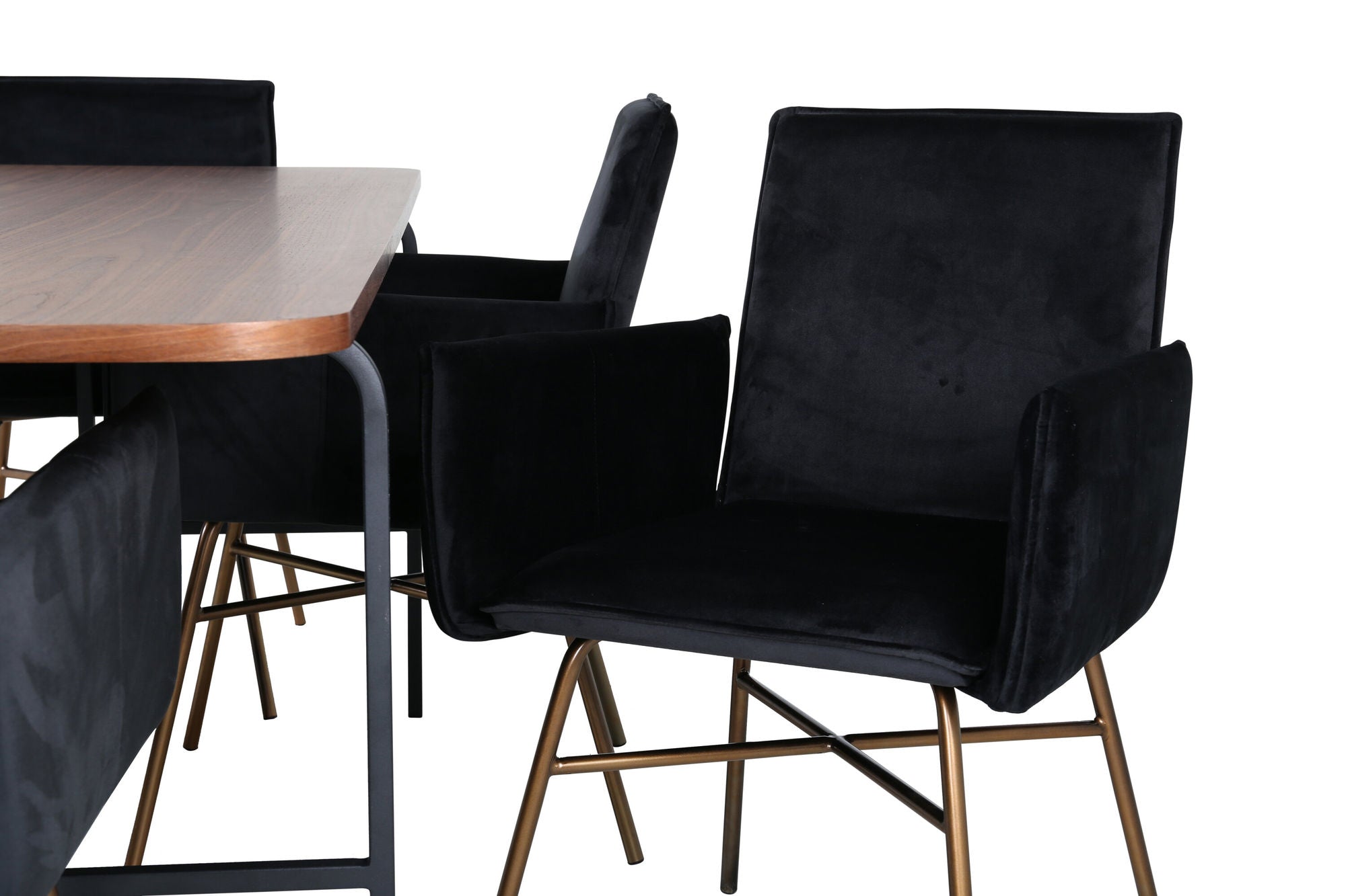 Venture Home Uno spisebord - Black / Walnut Veneer+Petra stol - Distressed Copper / Black Velvet_6