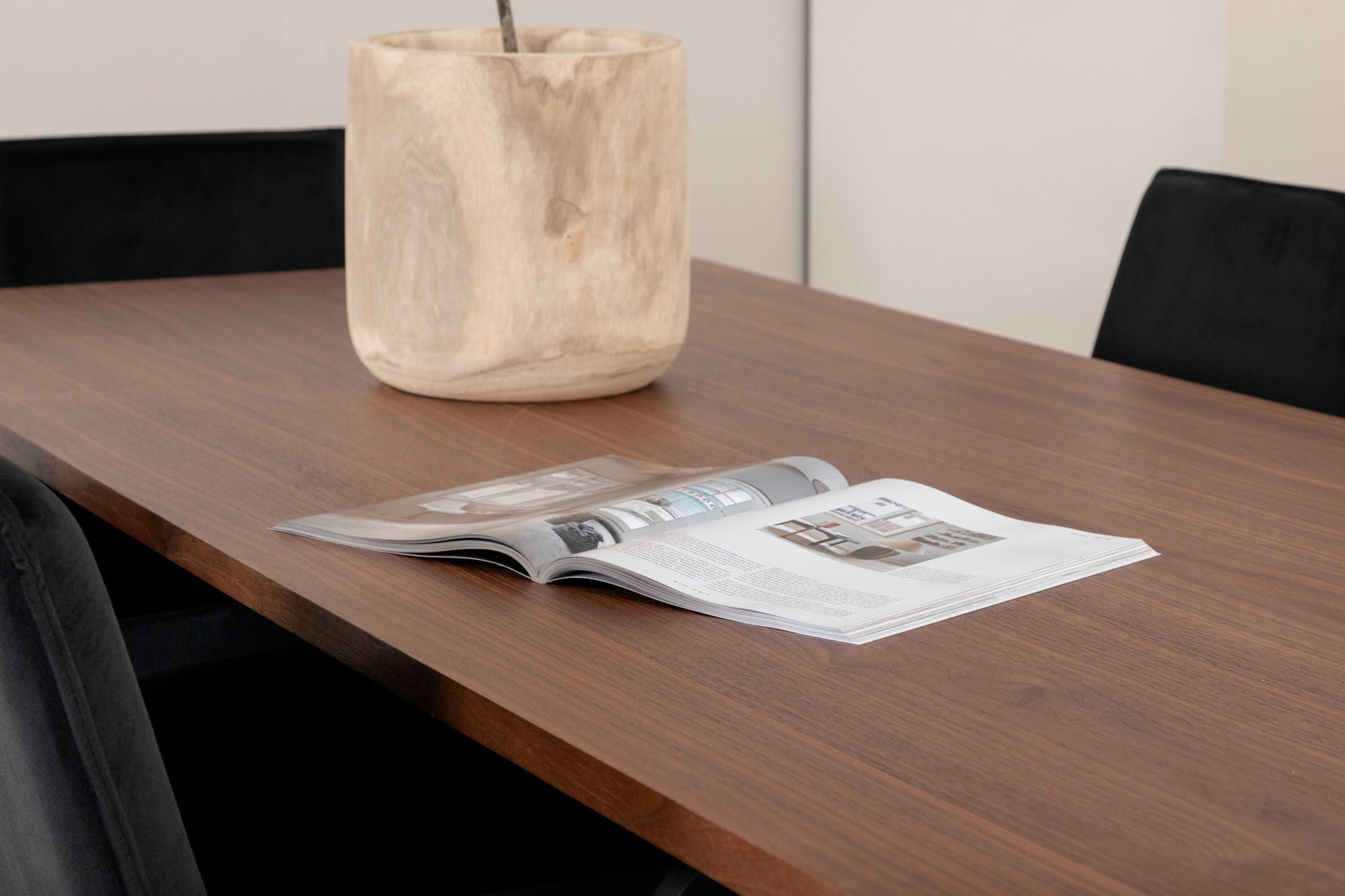 Venture Home Uno spisebord - Black / Walnut Veneer+Petra stol - Distressed Copper / Black Velvet_6