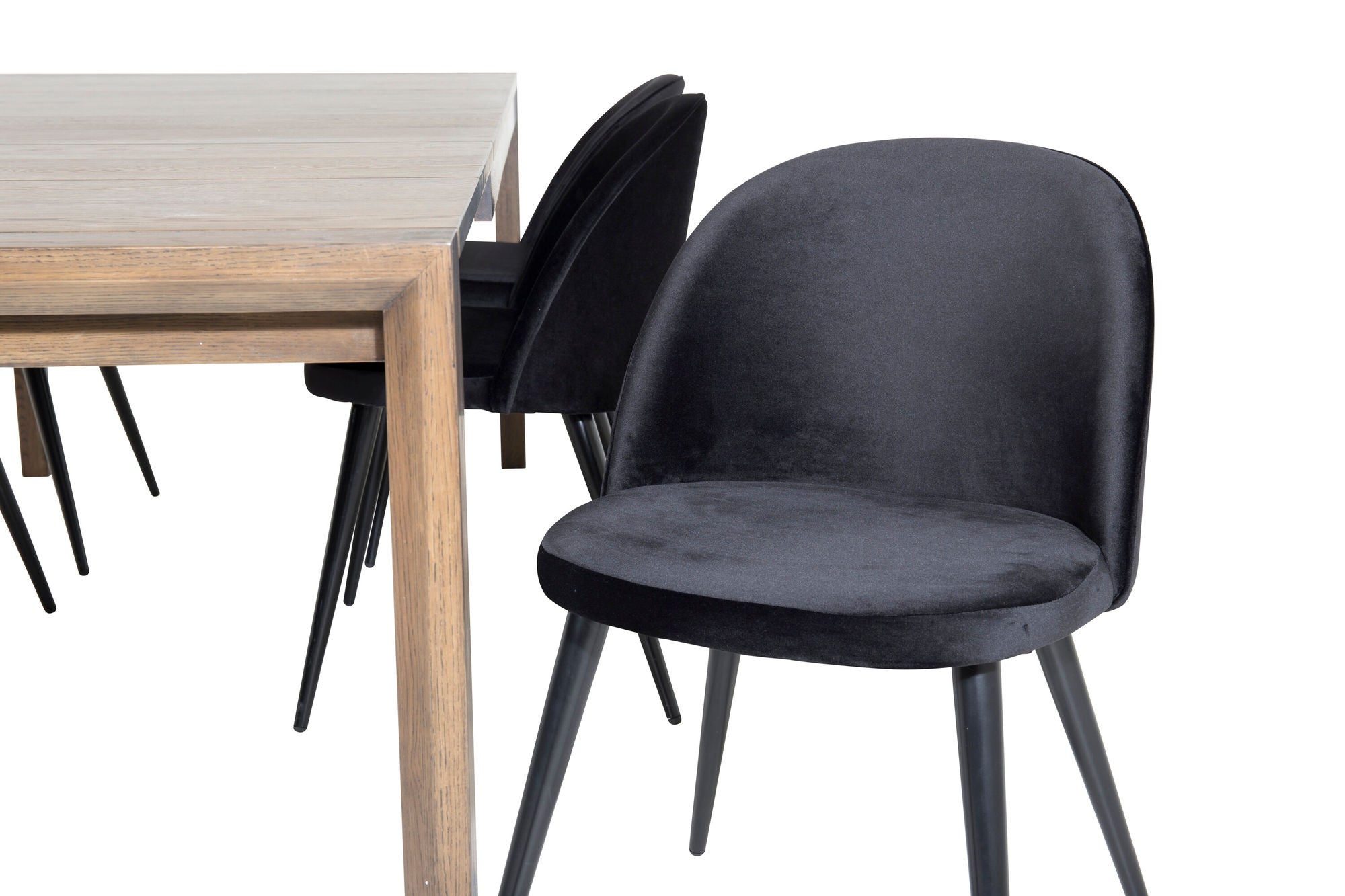 Venture Home Slider Extention bord - Smoked Oak - 170+40+40cm +Velvet Spisebordsstol - Black