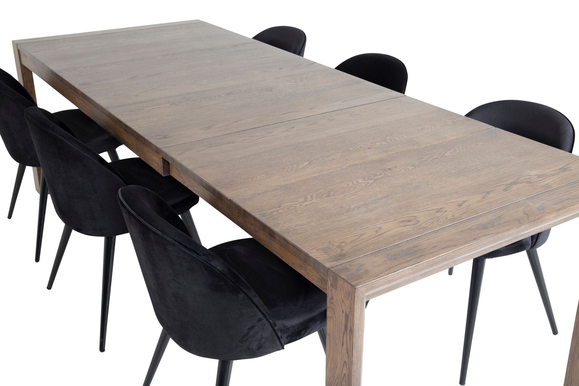 Venture Home Slider Extention bord - Smoked Oak - 170+40+40cm +Velvet Spisebordsstol - Black
