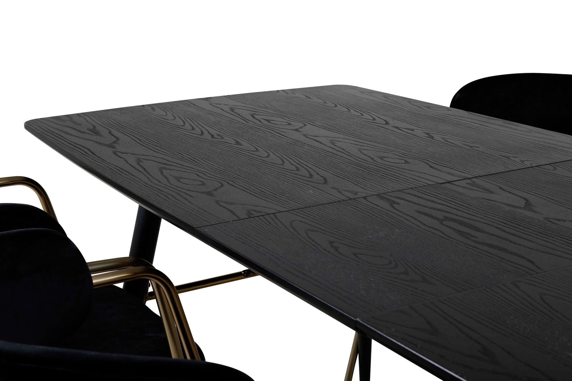 Venture Home Gold Extention bord - 180/220*85*H76 Black Veneer - Black legs - Brass details - Arrow armchair - Brass Legs - Black Velvet 6