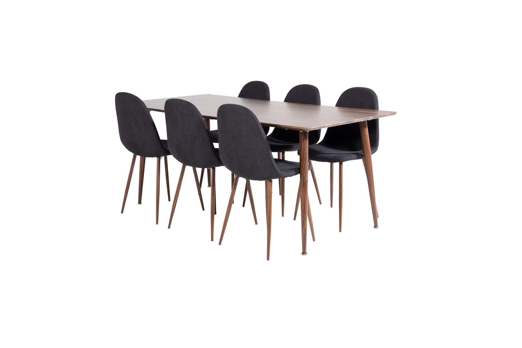 Venture Home Polar spisebord 180 cm - Walnut top - Walnut Legs+Polar Spisebordsstol - Walnut Legs - Black Fabric_6