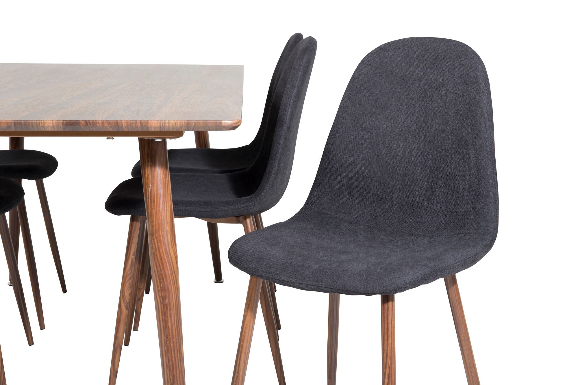 Venture Home Polar spisebord 180 cm - Walnut top - Walnut Legs+Polar Spisebordsstol - Walnut Legs - Black Fabric_6