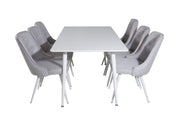 Venture Home Polar spisebord 180 cm - White top / White Legs+Velvet Deluxe Spisebordsstol -