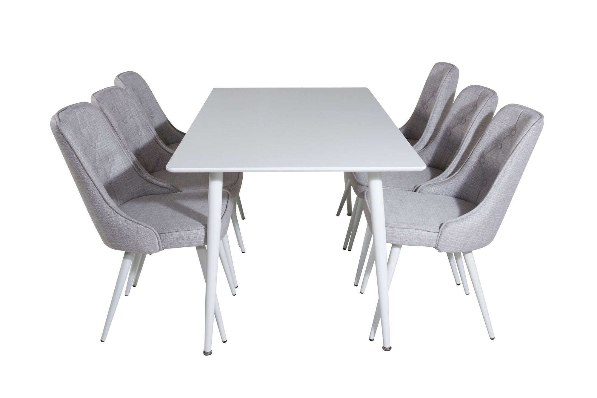 Venture Home Polar spisebord 180 cm - White top / White Legs+Velvet Deluxe Spisebordsstol -