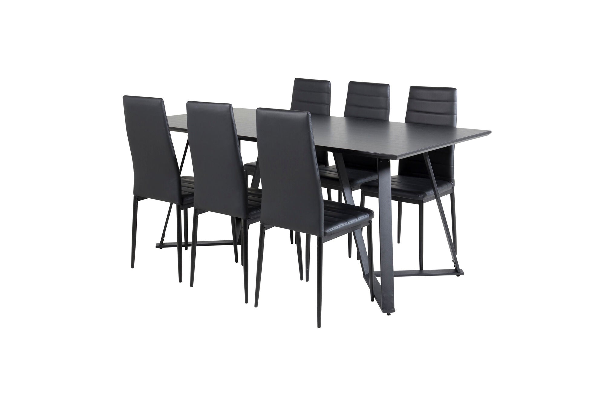 Venture Home Marina spisebord - Black top / Black Legs +Slim High Back Spisebordsstol - Black Legs - Black PU_6