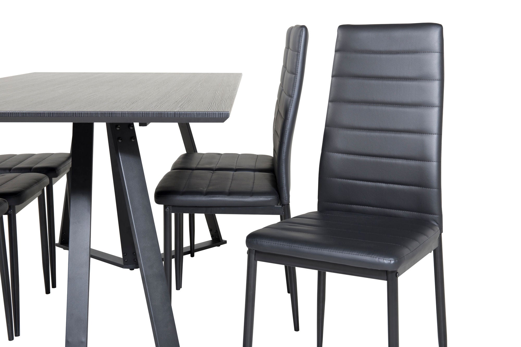 Venture Home Marina spisebord - Black top / Black Legs +Slim High Back Spisebordsstol - Black Legs - Black PU_6