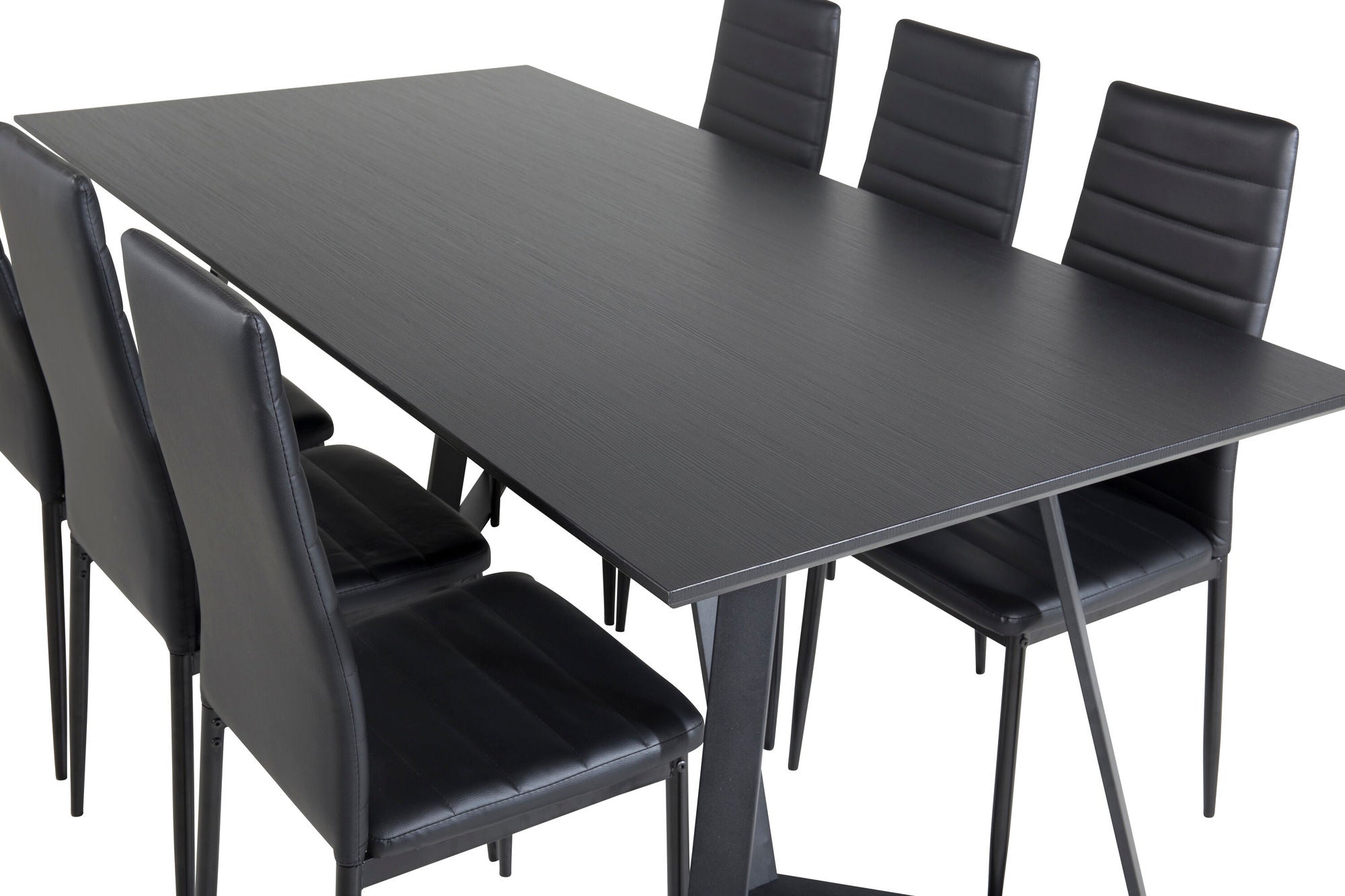Venture Home Marina spisebord - Black top / Black Legs +Slim High Back Spisebordsstol - Black Legs - Black PU_6