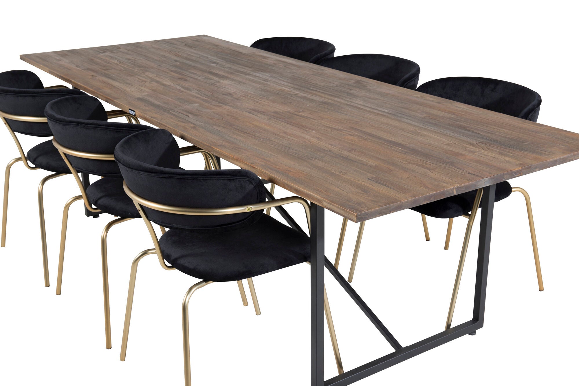 Venture Home Padang spisebord - 250*100*H76 - Dark Teak / Black+Arrow armchair - Brass Legs - Black Velvet_6