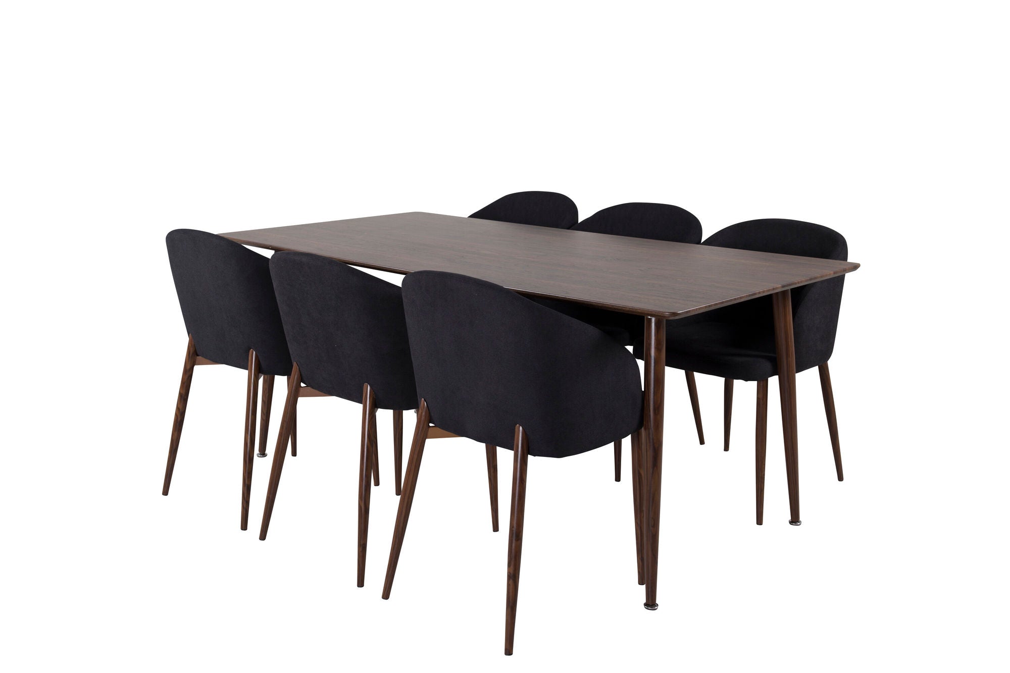 Venture Home Polar spisebord 180 cm - Walnut top - Walnut Legs+Arch Spisebordsstol - Walnut Legs - Black Fabric_6
