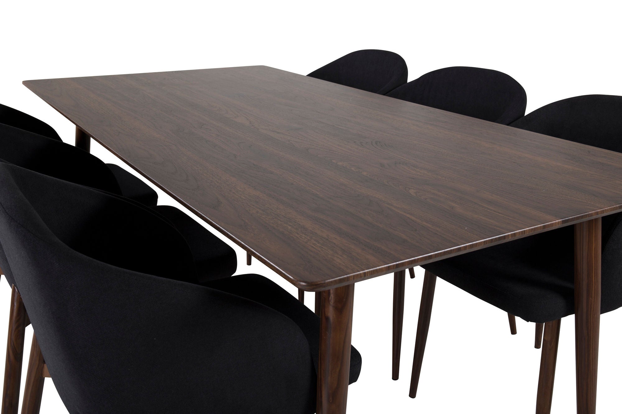 Venture Home Polar spisebord 180 cm - Walnut top - Walnut Legs+Arch Spisebordsstol - Walnut Legs - Black Fabric_6