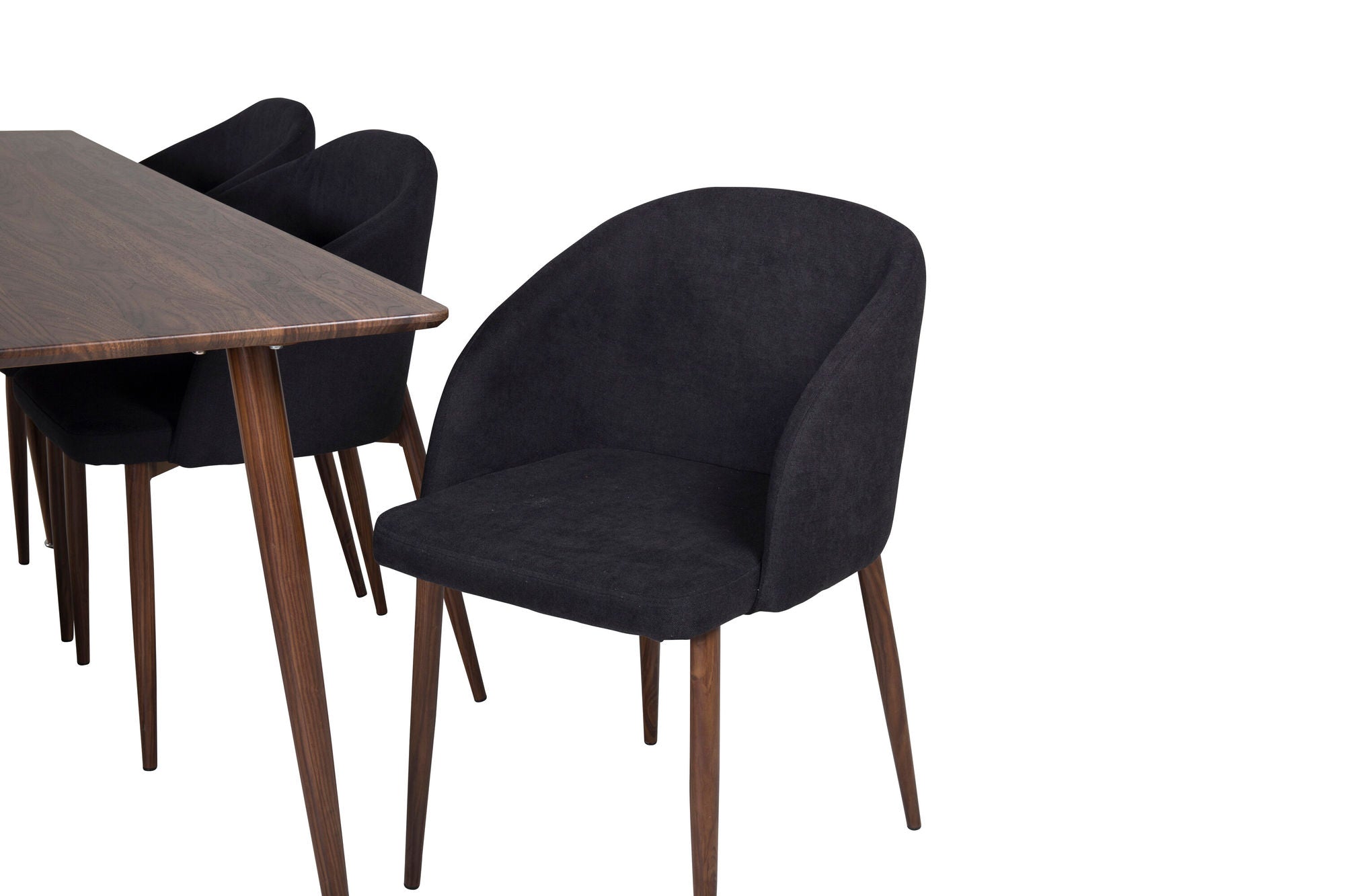 Venture Home Polar spisebord 180 cm - Walnut top - Walnut Legs+Arch Spisebordsstol - Walnut Legs - Black Fabric_6