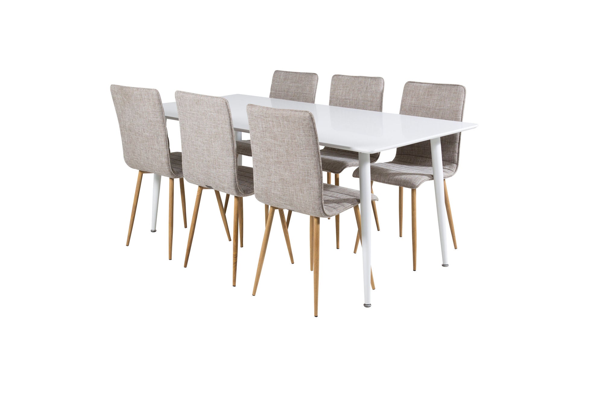 Venture Home Polar spisebord 180 cm - White top / White Legs+Windu Lyx Spisebordsstol - Light Grey / Oak_6