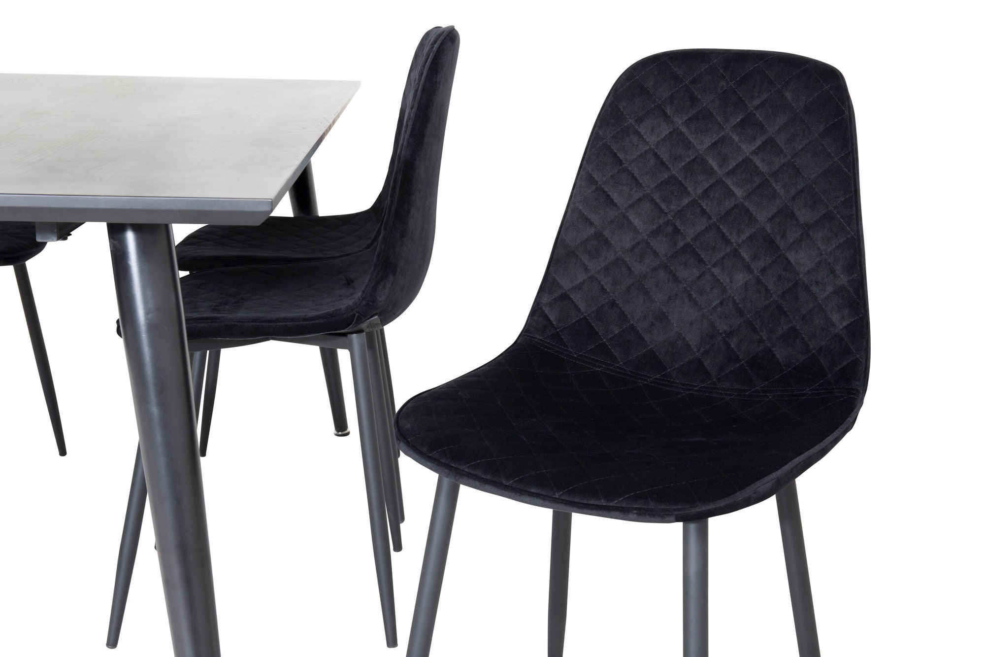 Venture Home Dipp spisebord - 180*90cm - Black Veneer / all black legs +Polar Diamond Spisebordsstol - Black Legs - Black Velvet_6