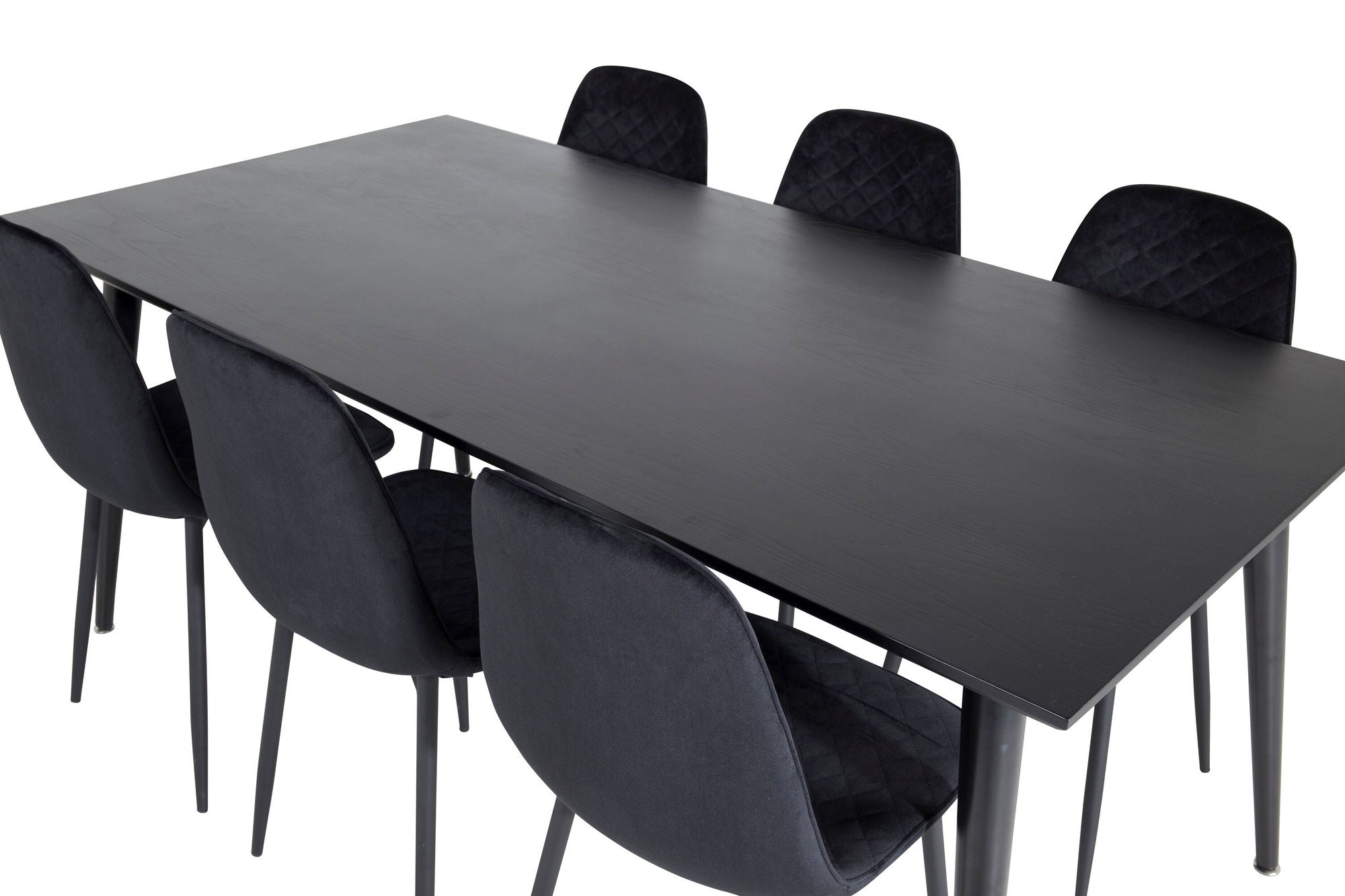 Venture Home Dipp spisebord - 180*90cm - Black Veneer / all black legs +Polar Diamond Spisebordsstol - Black Legs - Black Velvet_6