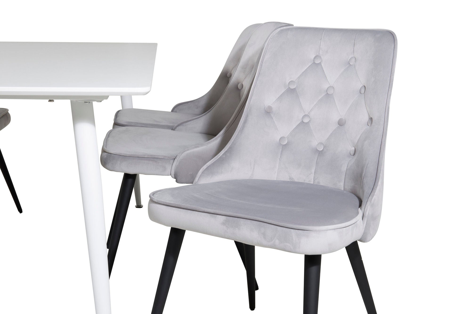 Venture Home Polar spisebord 180 cm - White top / White Legs+Velvet Deluxe Spisebordsstol - Light Grey / Black_6