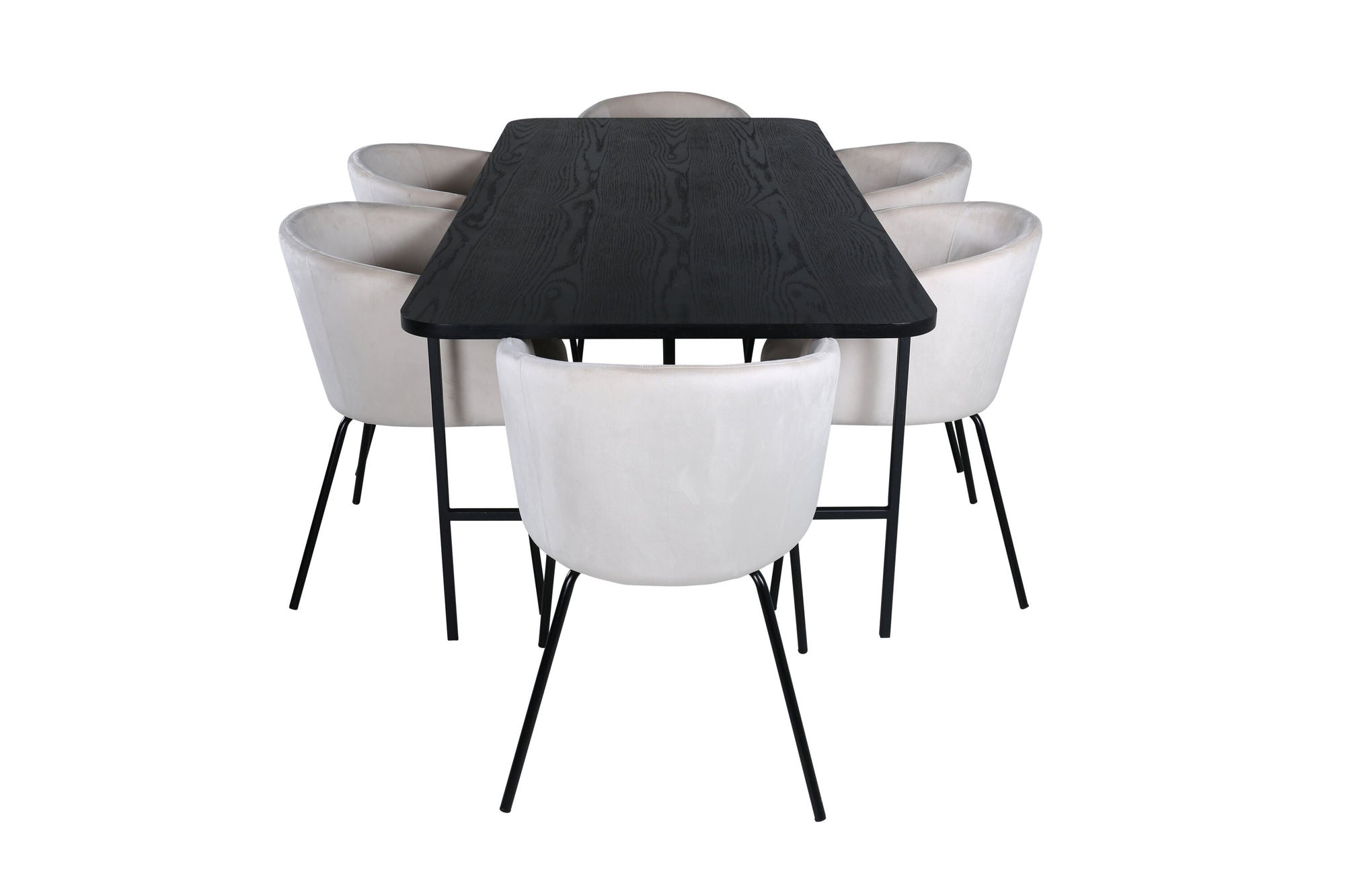 Venture Home Uno spisebord - Black / Black Veneer+Berit stol - Black / Beige Velvet_6