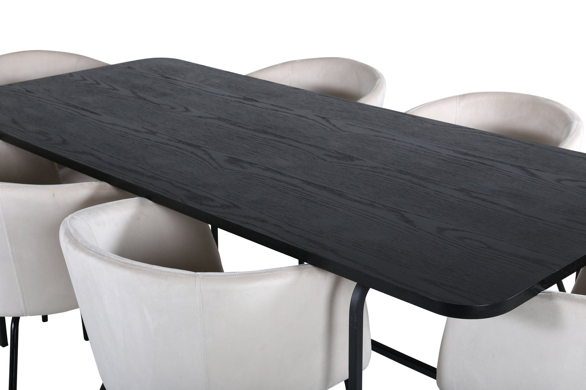 Venture Home Uno spisebord - Black / Black Veneer+Berit stol - Black / Beige Velvet_6