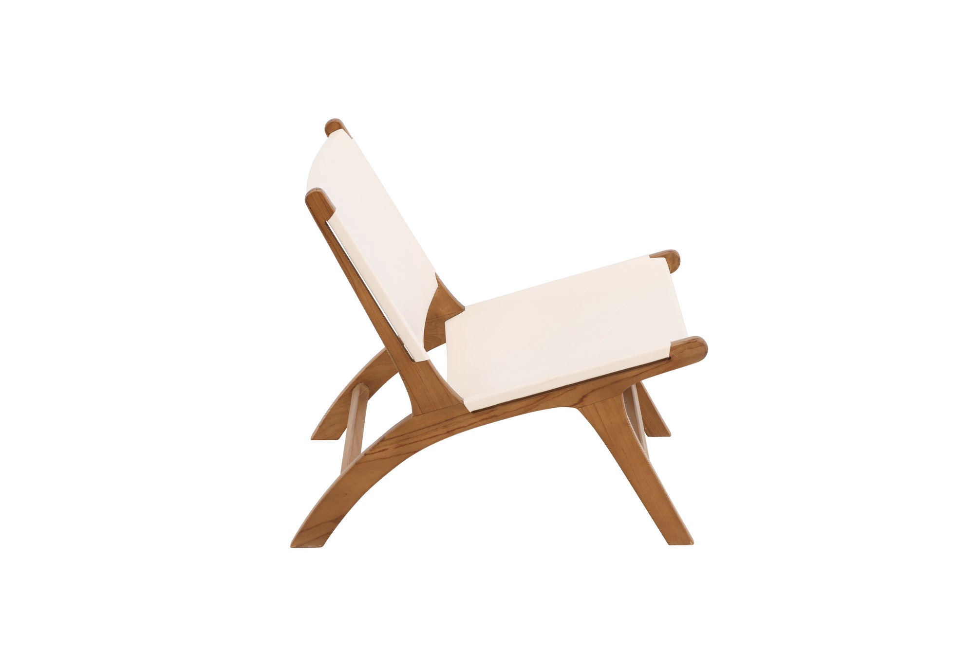 Vind Rike Lounge stol - Teak / Cream PU Leather