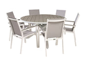 Venture Home Parma spisebord ø140 - White Alu / Grey Aintwood+Parma Arm stol (stackable)
