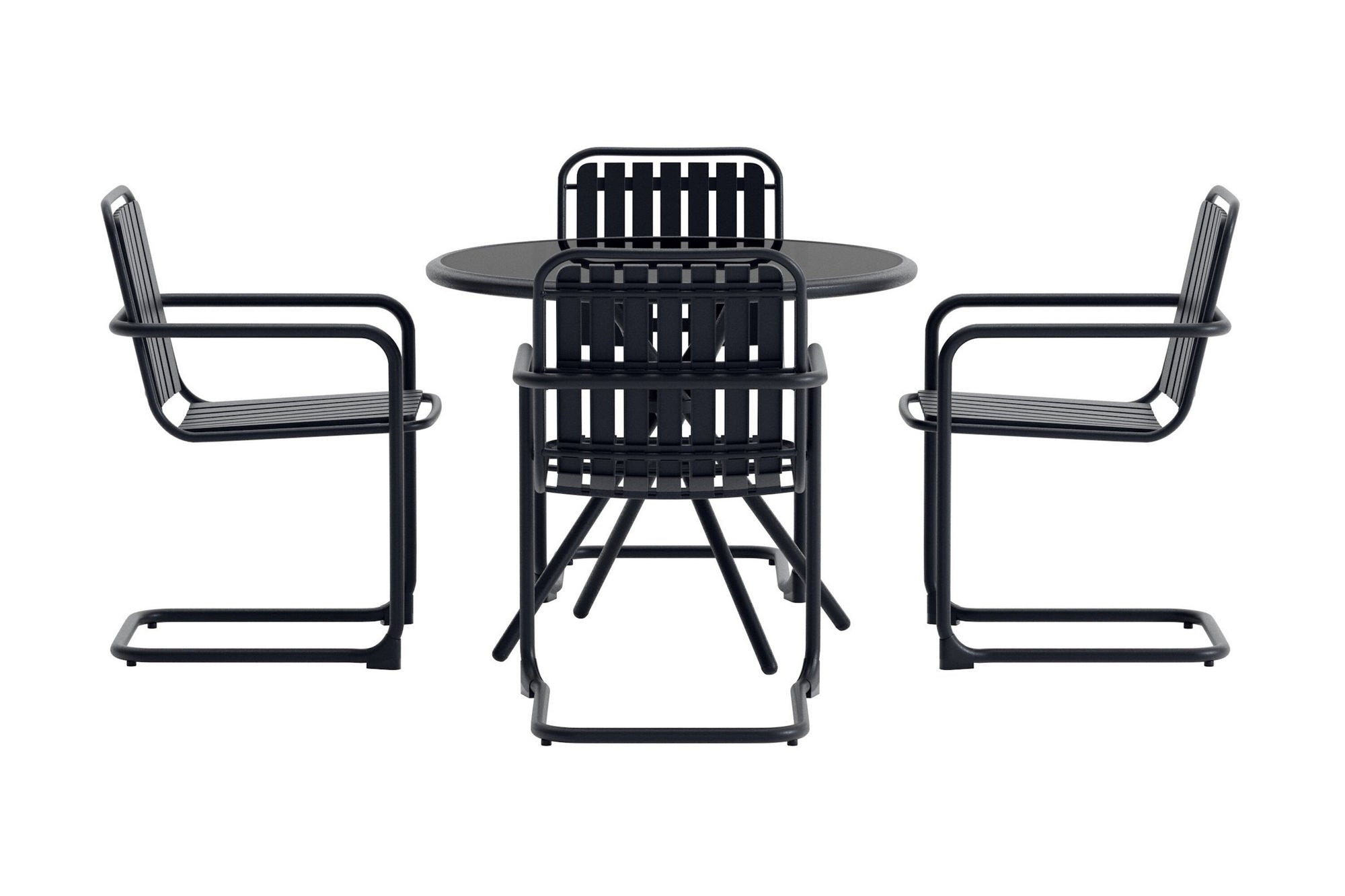 Venture Home Chios rund Dining Set - Black / Black