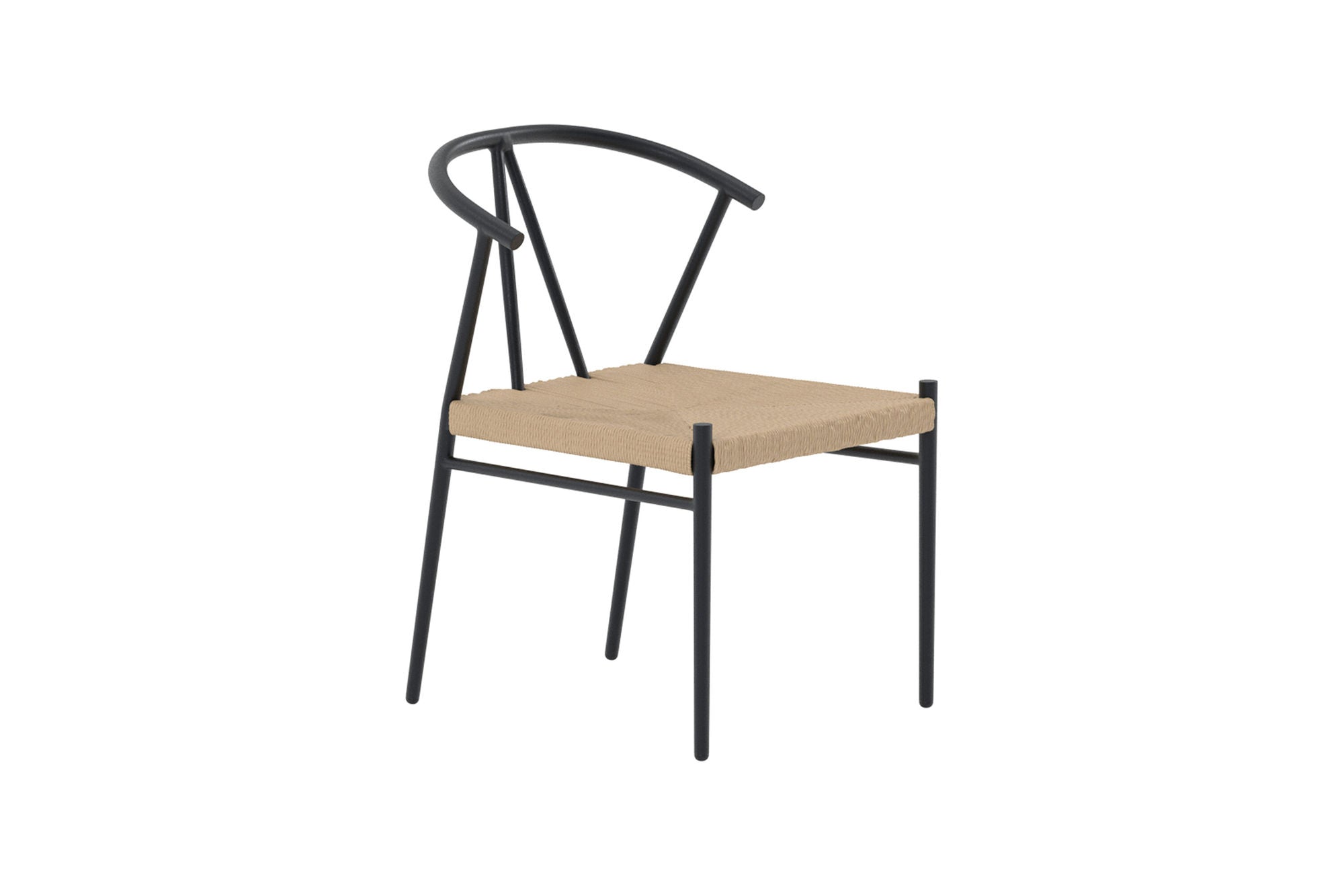 Venture Home Alfons Spisebordsstol - Black Powder Coating / Natural rattan