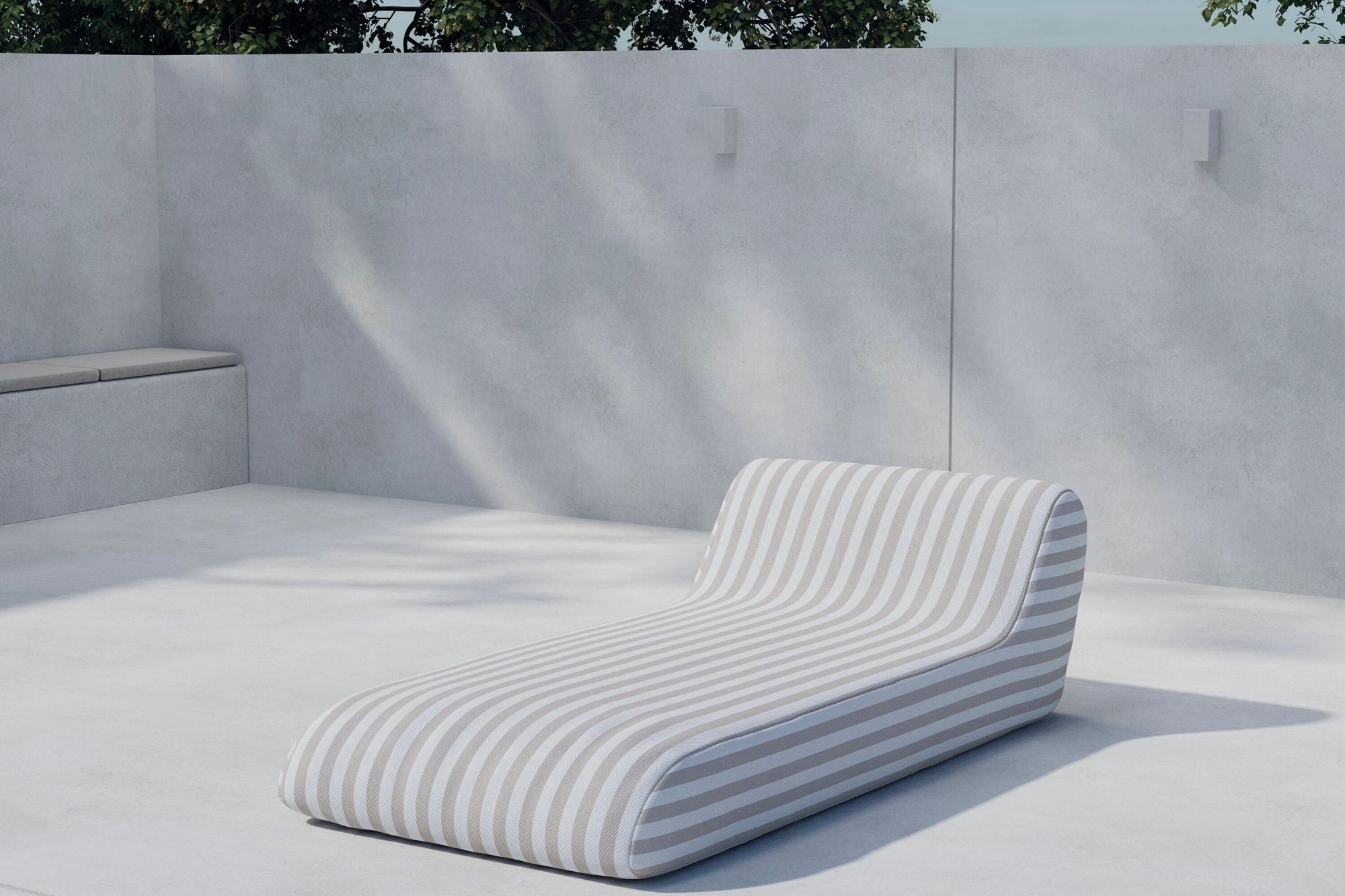 Venture Home Redang Inflabord Lounger 168.5x85x51x22 cm - White / Beige Striped