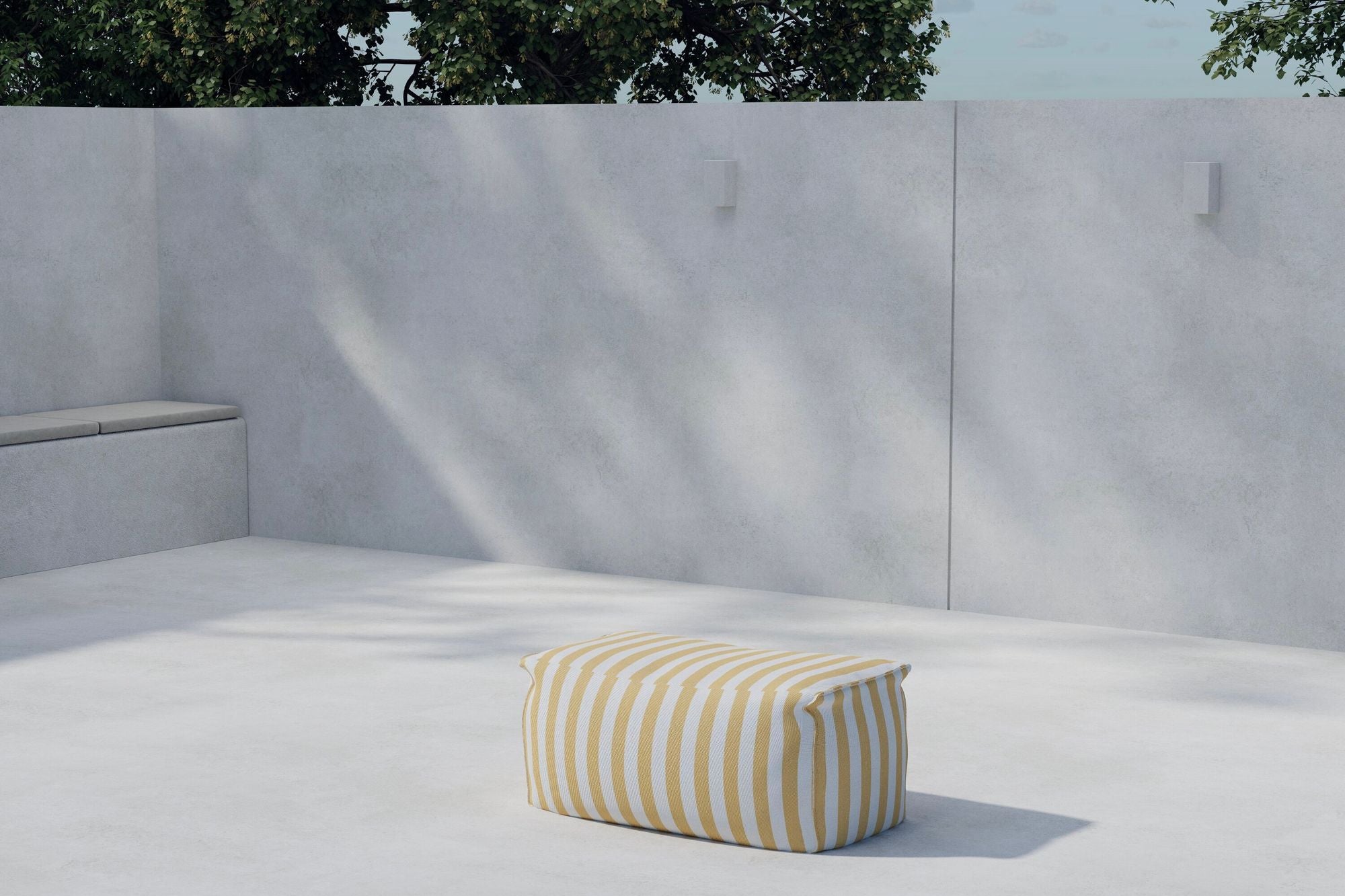 Venture Home Redang Ottoman Fabric - White/ Yellow Striped / 75*40*33