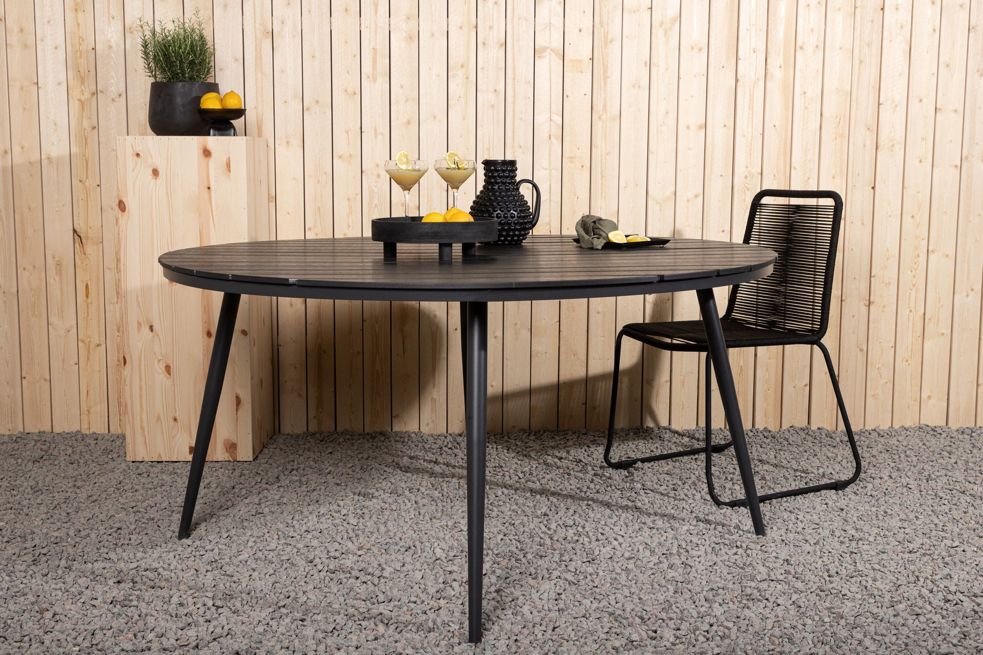 Venture Home Break - spisebord rund- Black / Black - Alu / Aintwood - 150ø