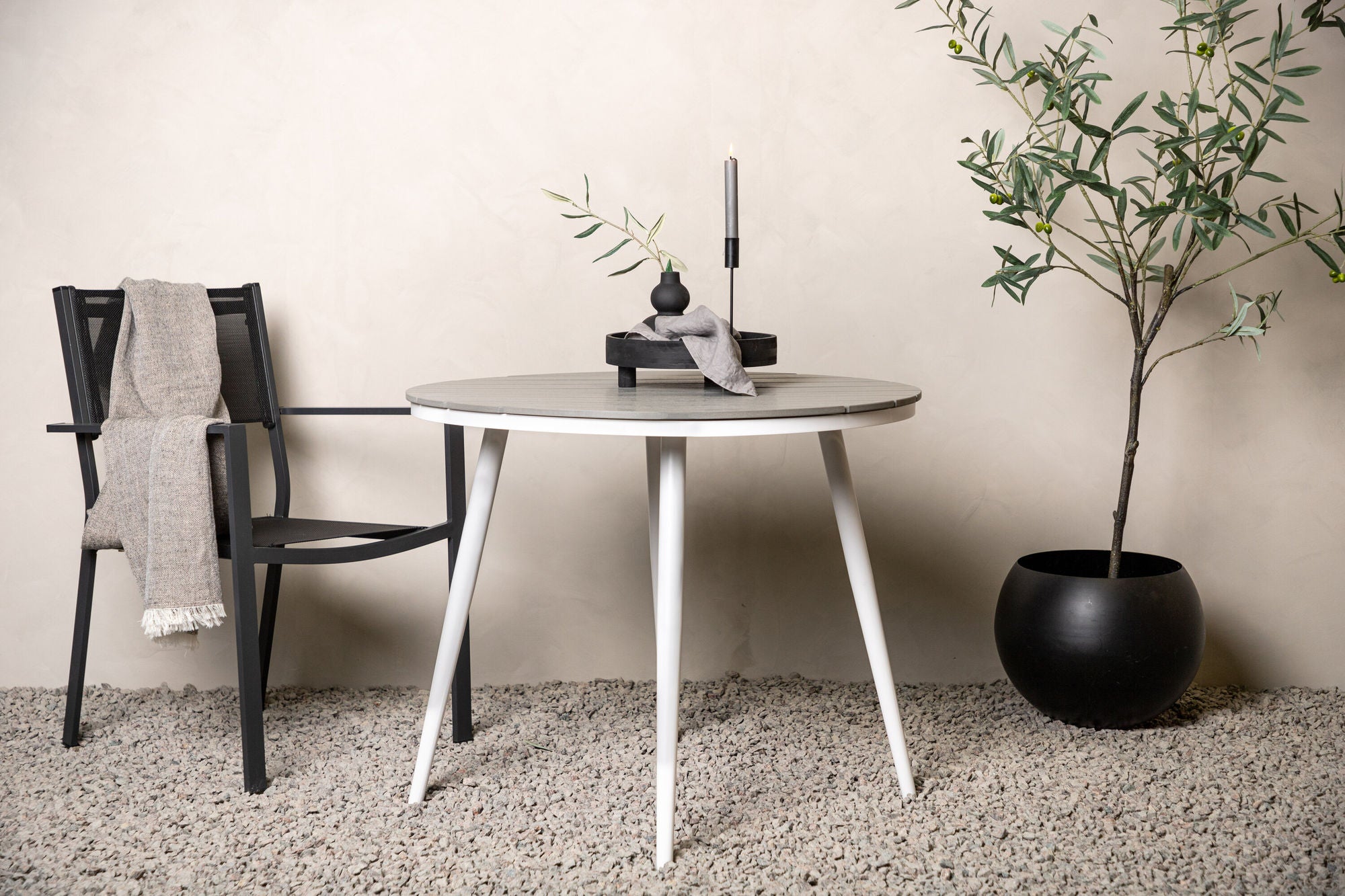 Venture Home Break - spisebord rund- White / Grey - Alu / Aintwood - 90ø